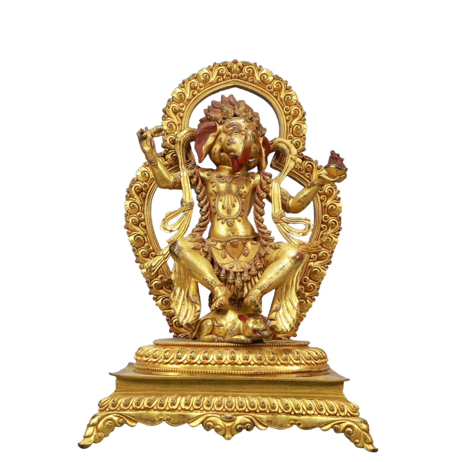 A Solemn Gilt Bronze Statue of Vajra: A Solemn Gilt Bronze Statue of Vajra,Ming Dynasty, China,Size:12.6inx10.2inx19.1in,Weight:13000,铜鎏金金刚像,中国明代