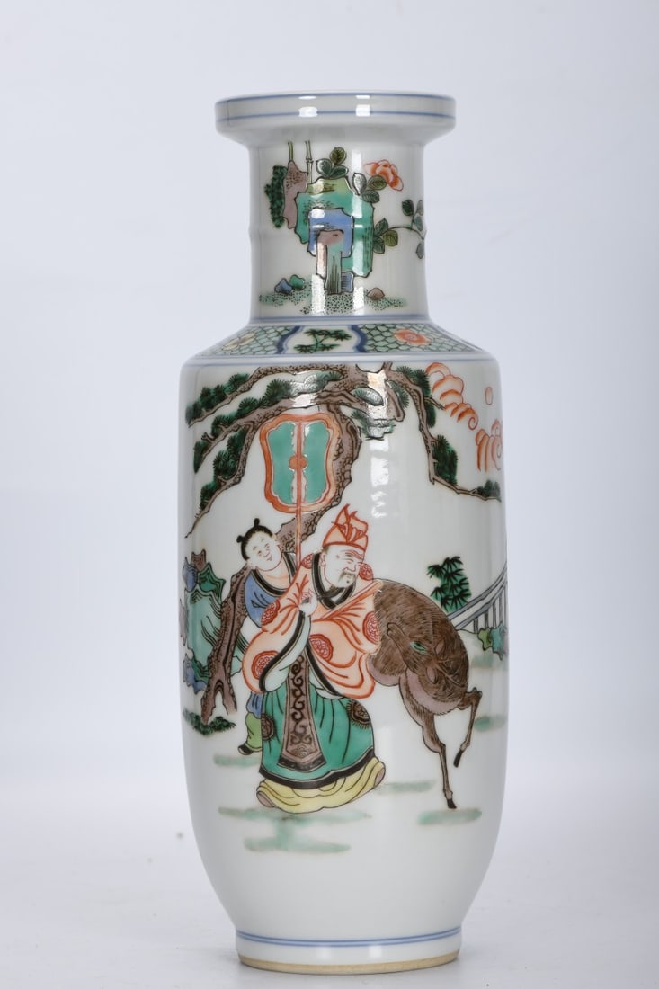 An Exquisite Wucai Character and Story Pattern Vase: An Exquisite Wucai Character and Story Pattern Vase,Qing Dynasty, China , Kangxi Six-character