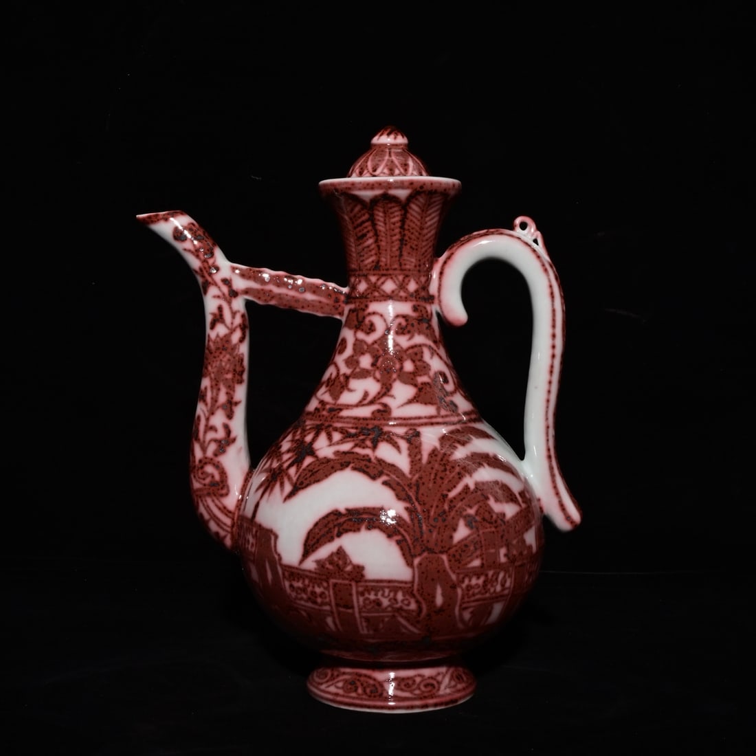 An Exquisite Underglaze-Red Banana Leaf Pattern Lotus Pattern Ewer, (1 of 9)