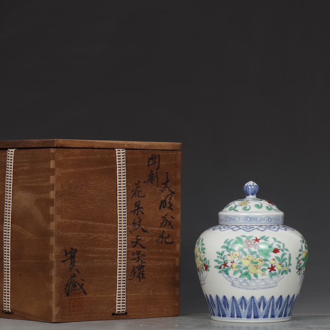 An Exquisite Doucai Flower and Fruit Pattern Jar (1 of 9)