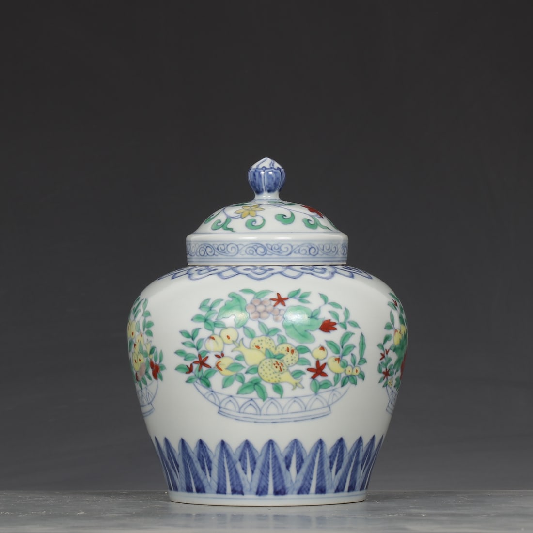 An Exquisite Doucai Flower and Fruit Pattern Jar - 2