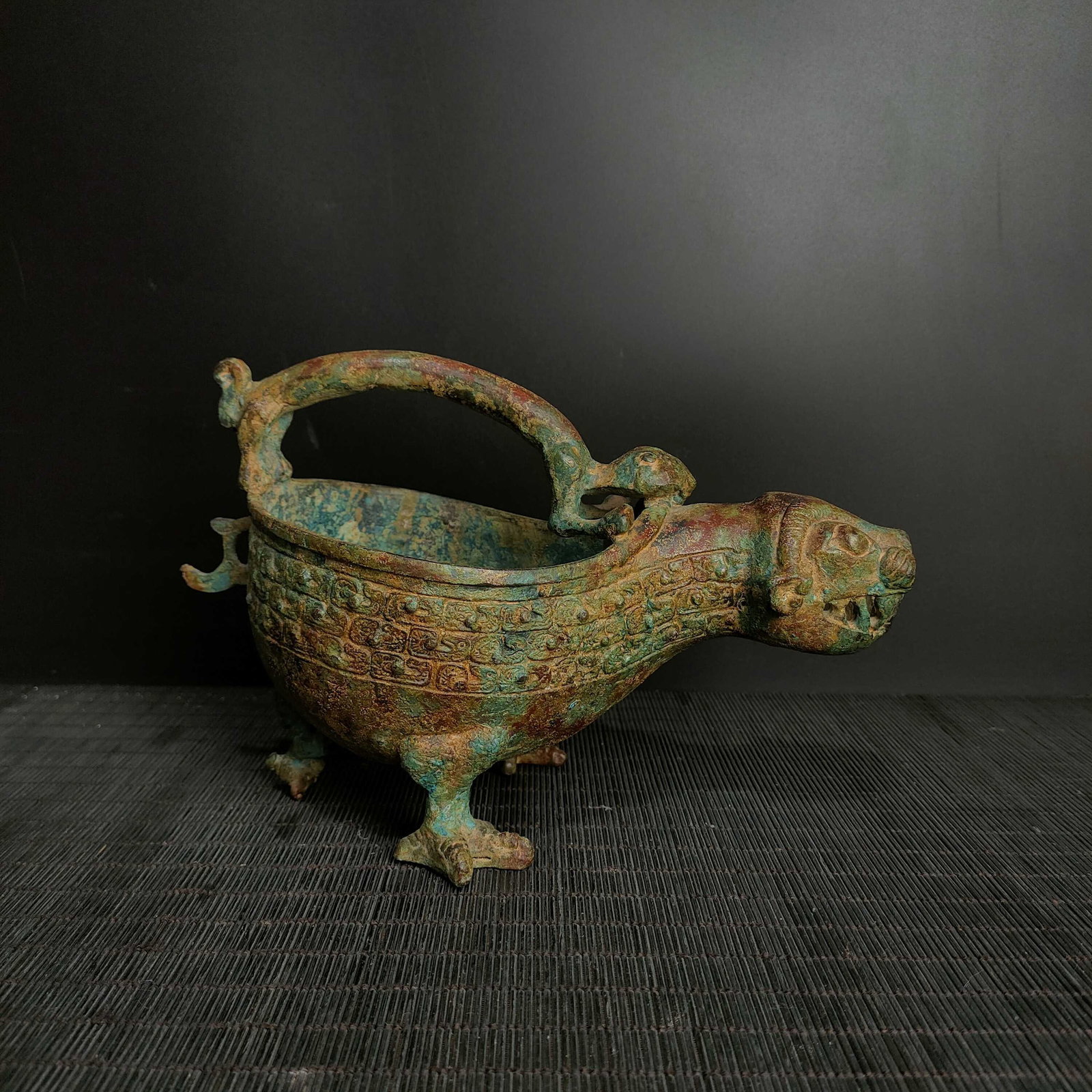 An Exquisite Bronze Auspicious Animal Ewer (1 of 9)