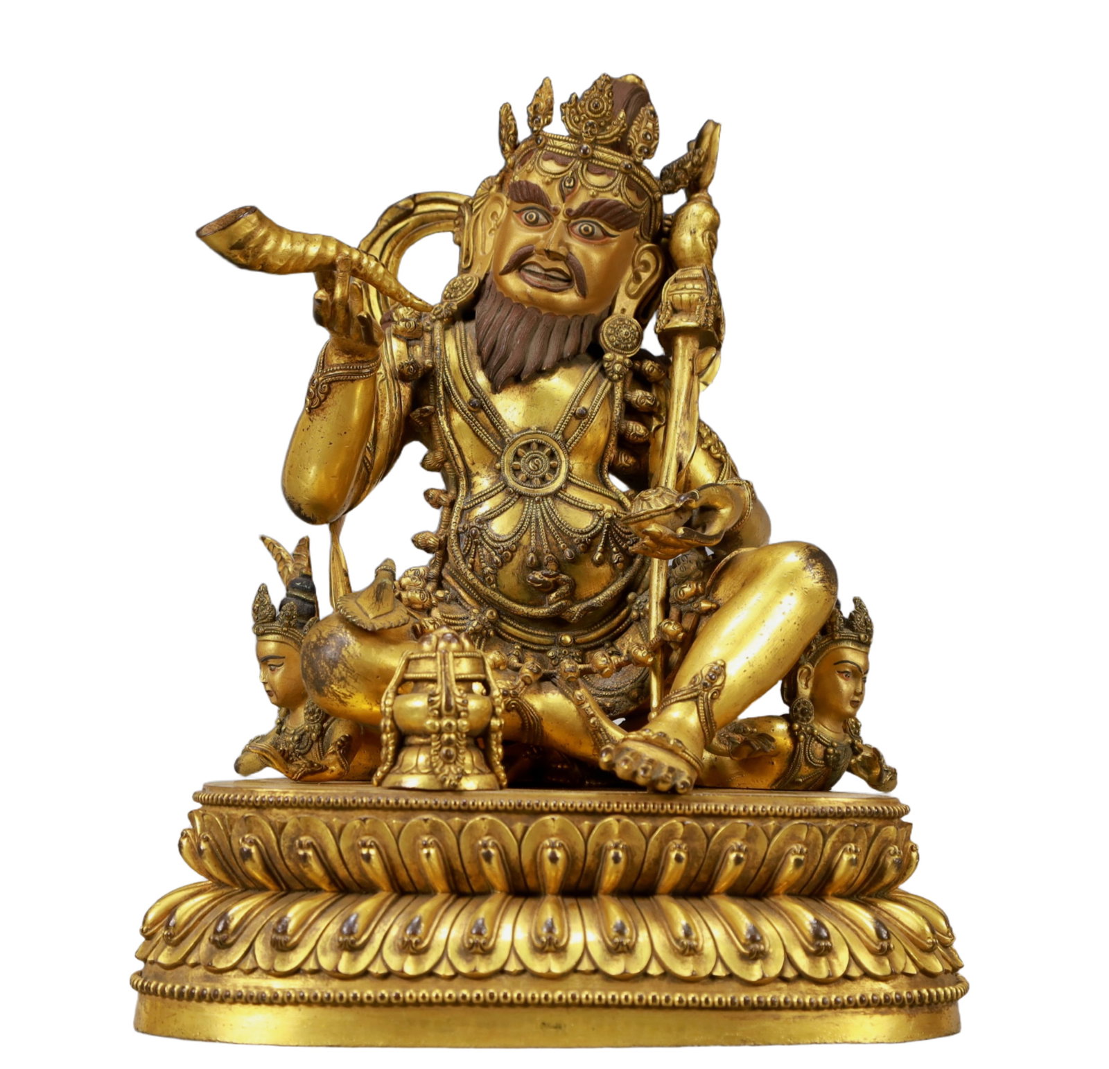 A Solemn Gilt Bronze Statue of Bodhisattva: A Solemn Gilt Bronze Statue of Bodhisattva,Ming Dynasty, China,Yongle Six-character Mark,Size:9.1inx6.7inx10.6in,Weight:5400g,铜鎏金大成就者像,中&