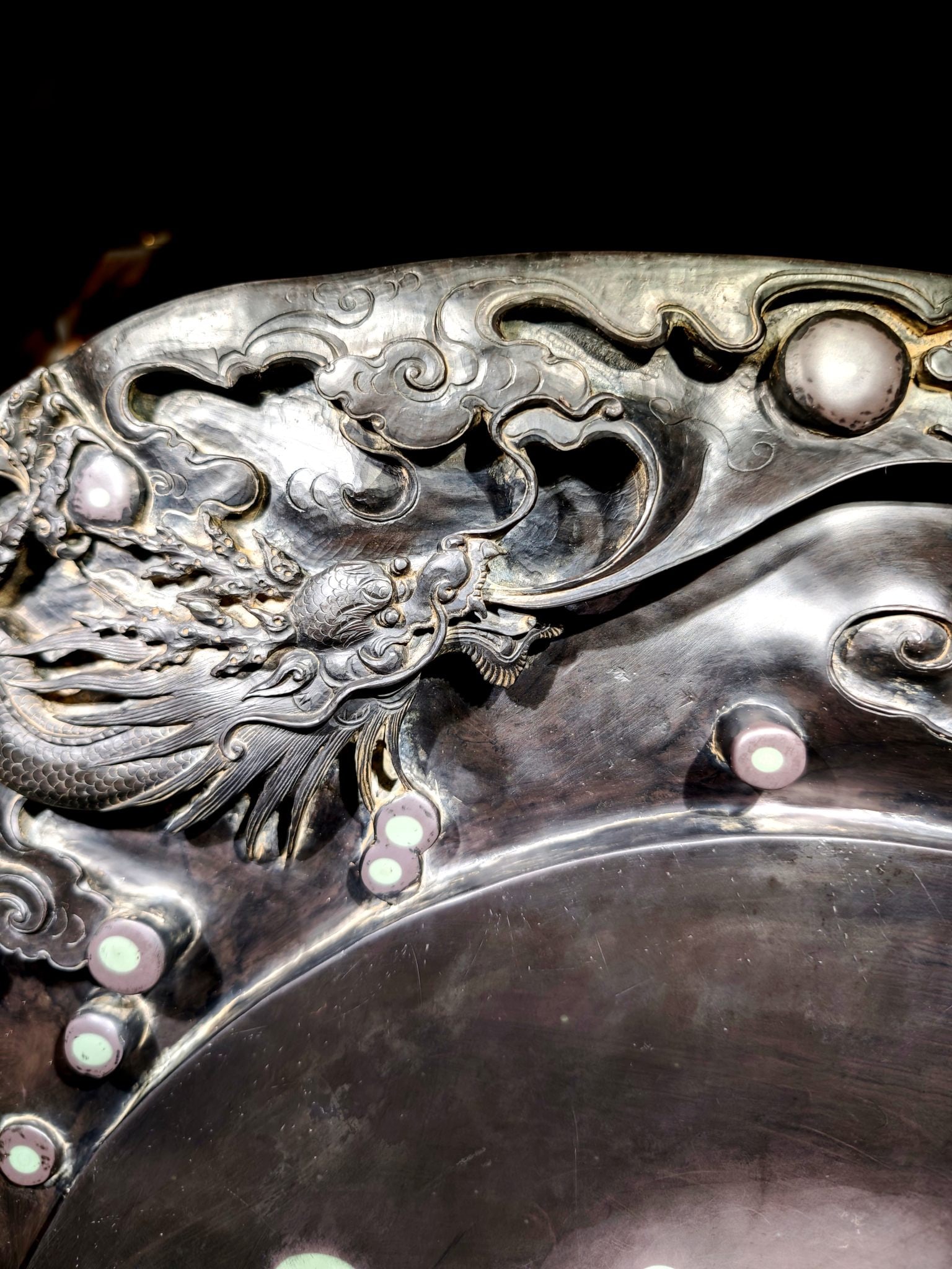 An Exquisite Auspicious Cloud Dragon Pattern Inkstone - 5