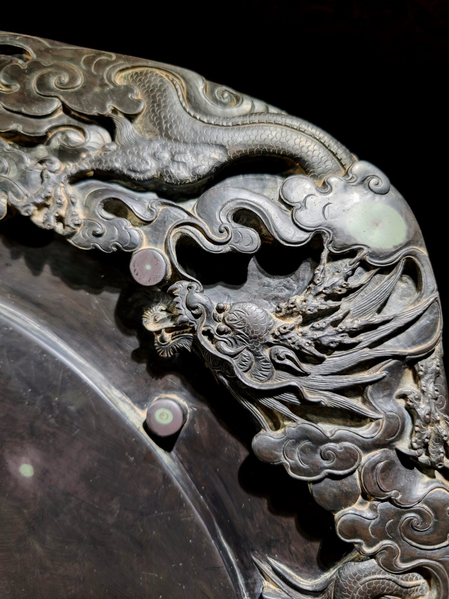 An Exquisite Auspicious Cloud Dragon Pattern Inkstone - 6