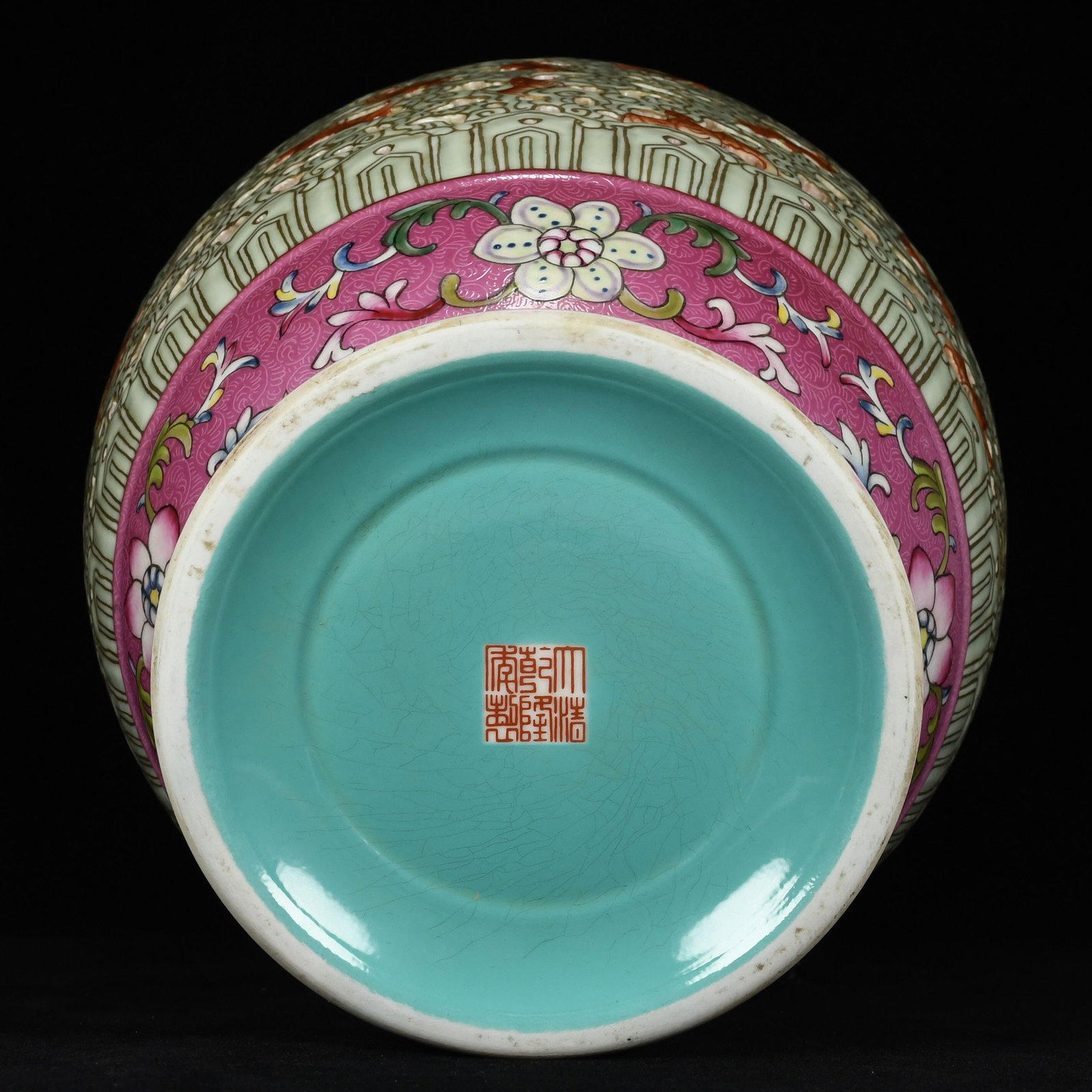 An Exquisite Enamel Lotus Pattern Bats Pattern Double-Ears Vase - 9