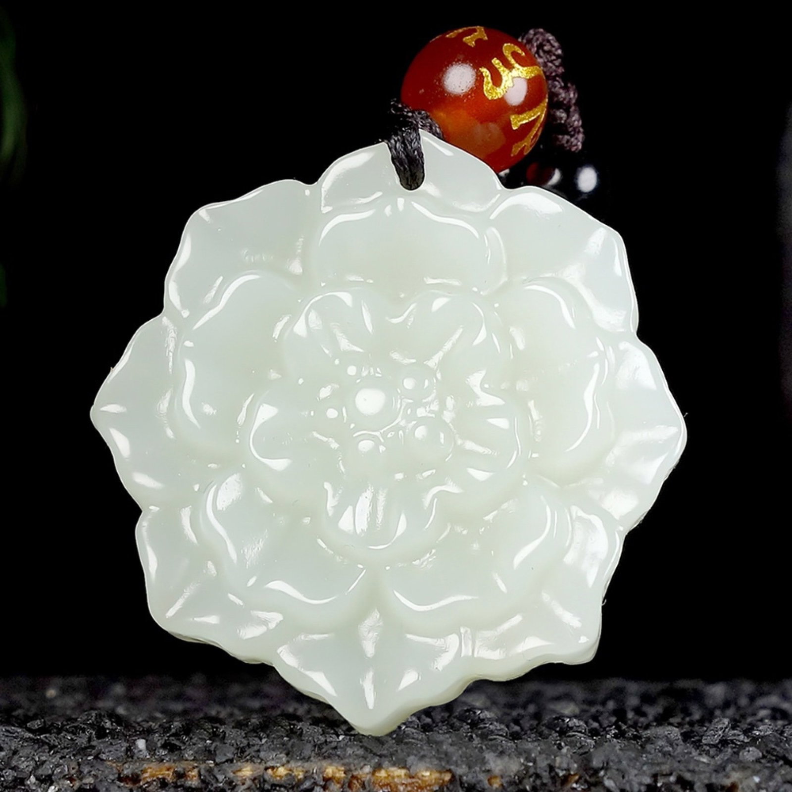 An Exquisite White Jade Lotus Pendant: An Exquisite White Jade Lotus Pendant,Size:30mmx30mmx8mm 白玉莲花挂件