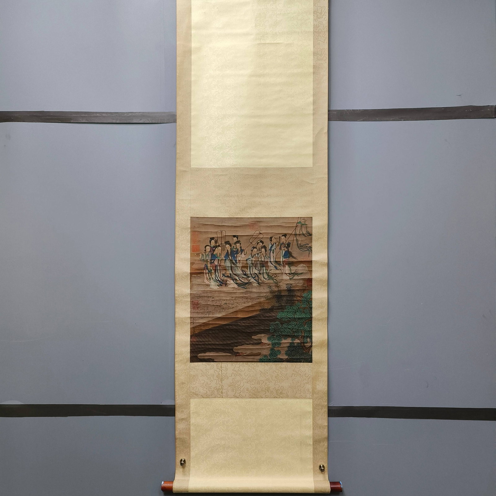 A Chinese Vertical Scroll Ink Painting of Character and Story on Paper