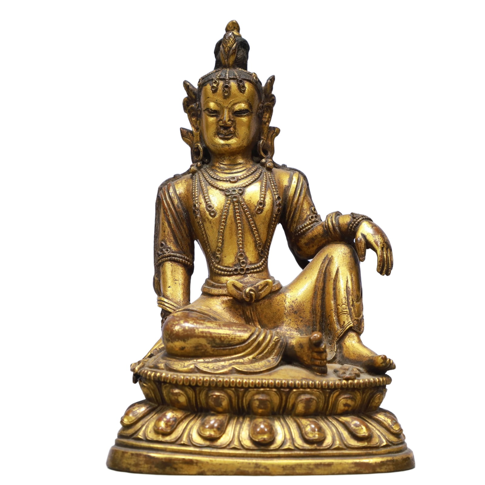 A Solemn Gilt Bronze Statue of Avalokitesvara: A Solemn Gilt Bronze Statue of Avalokitesvara