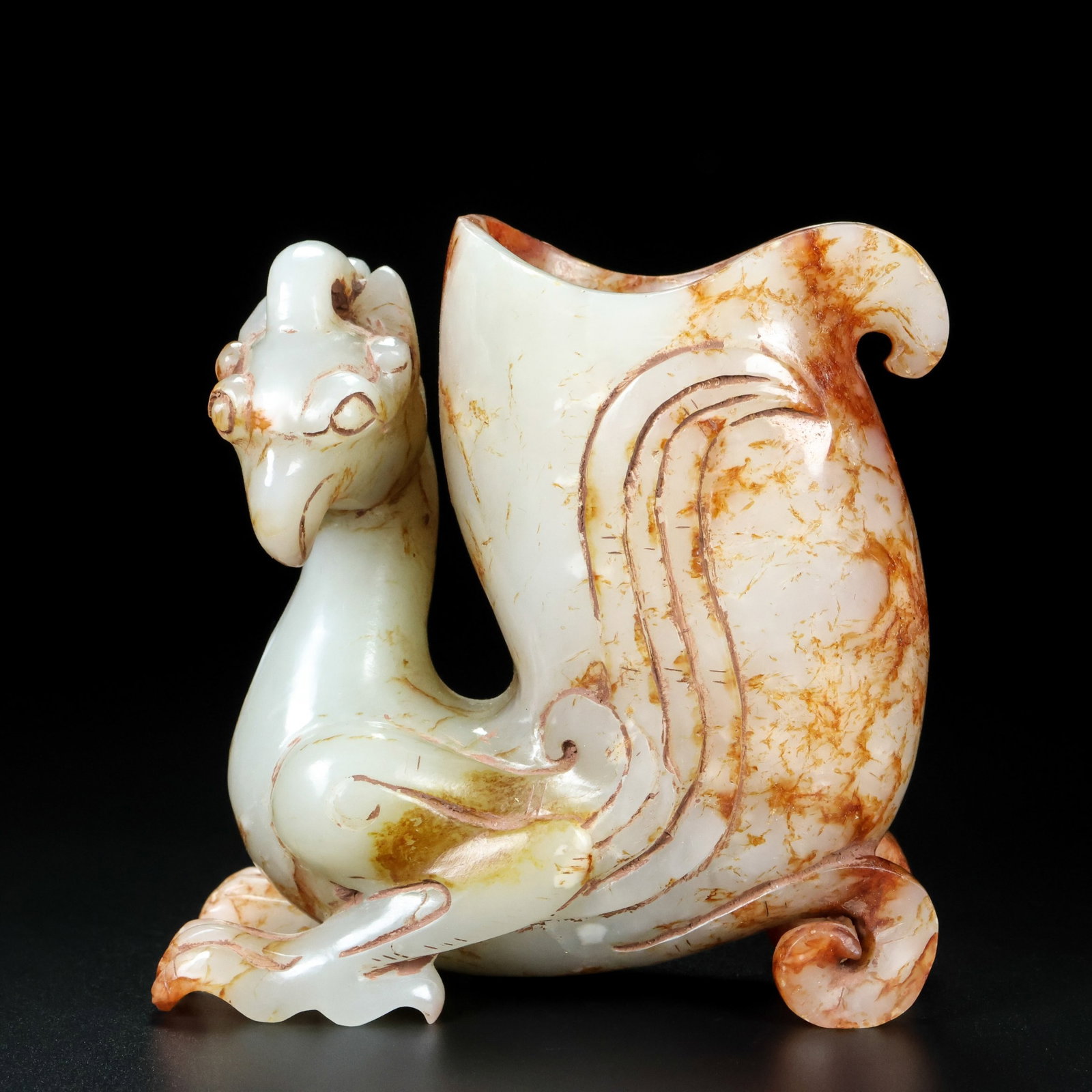 An Exquisite White Jade Phoenix Goblet: An Exquisite White Jade Phoenix Goblet