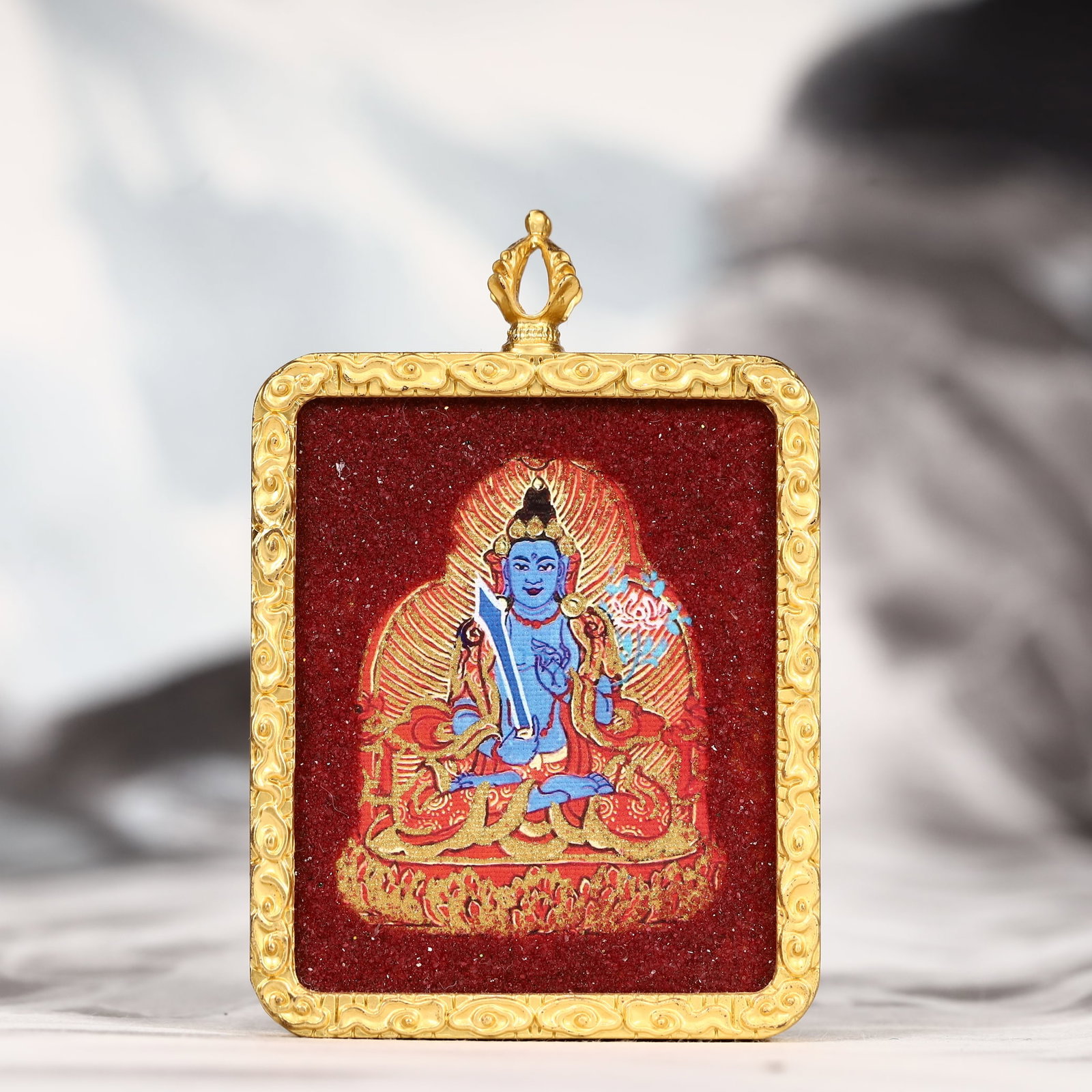 An Exquisite Painted Color Statue of Bodhisattva Tangka: An Exquisite Painted Color Statue of Bodhisattva Tangka