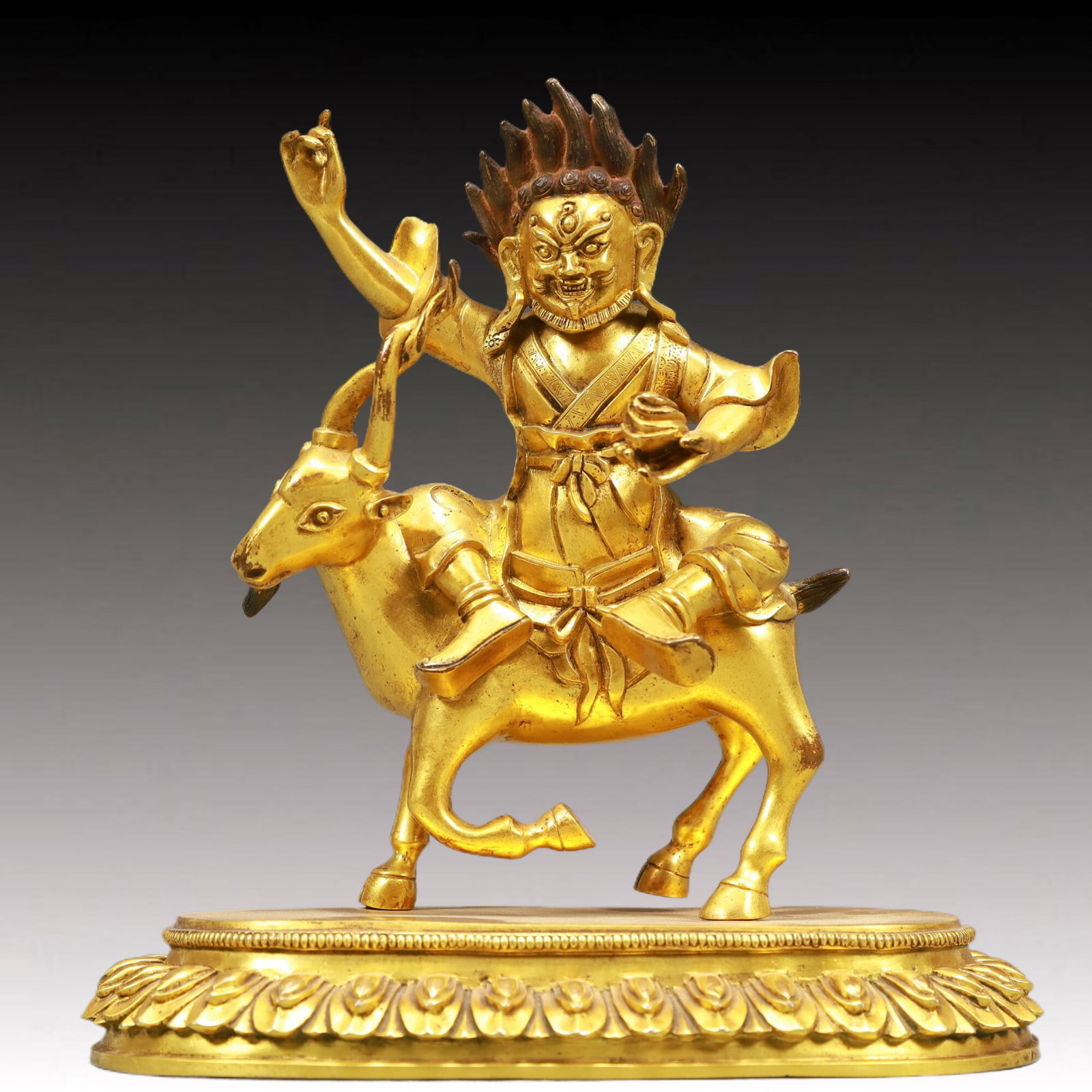 A Solemn Gilt Bronze Statue of Vajra: A Solemn Gilt Bronze Statue of Vajra