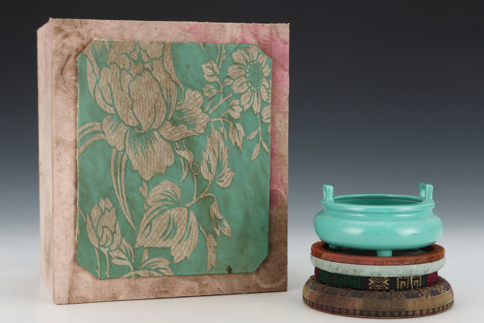 An Exquisite Turquoise Glazed Double-Ears and Tripod Censer