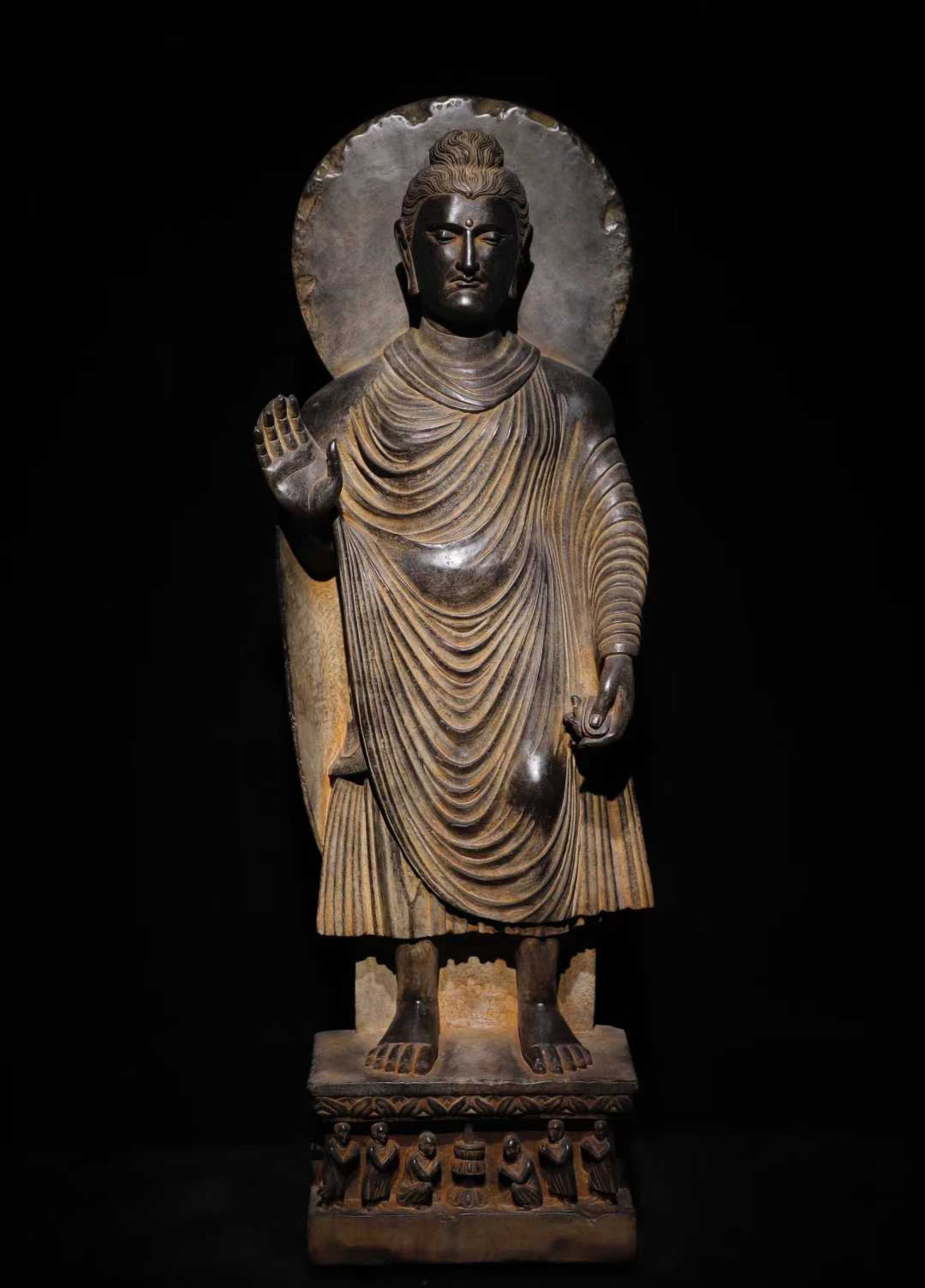 A Solemn Schistose Statue of Gandhara
