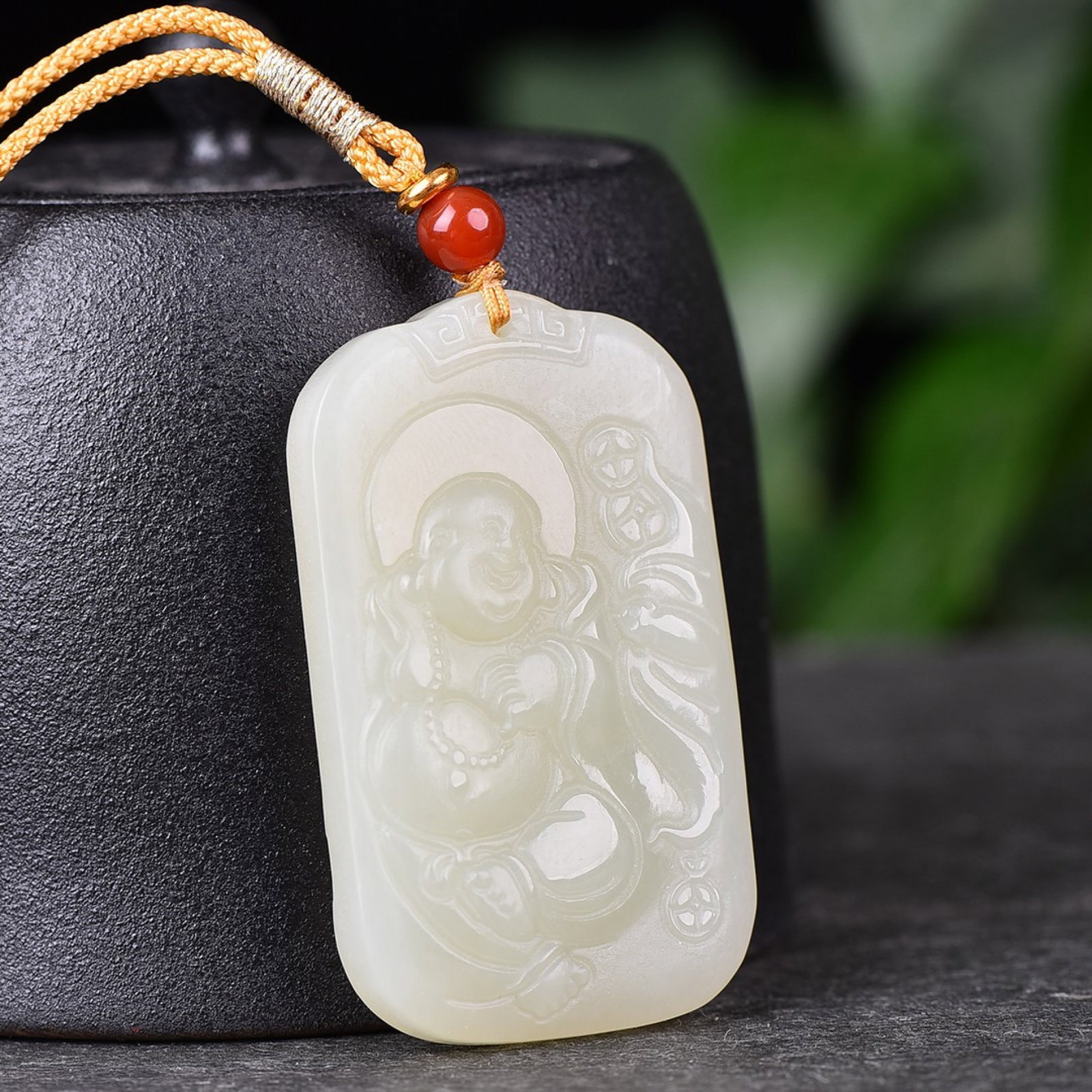 An Exquisite White Jade Statue of Maitreya Buddha Pendant (1 of 4)