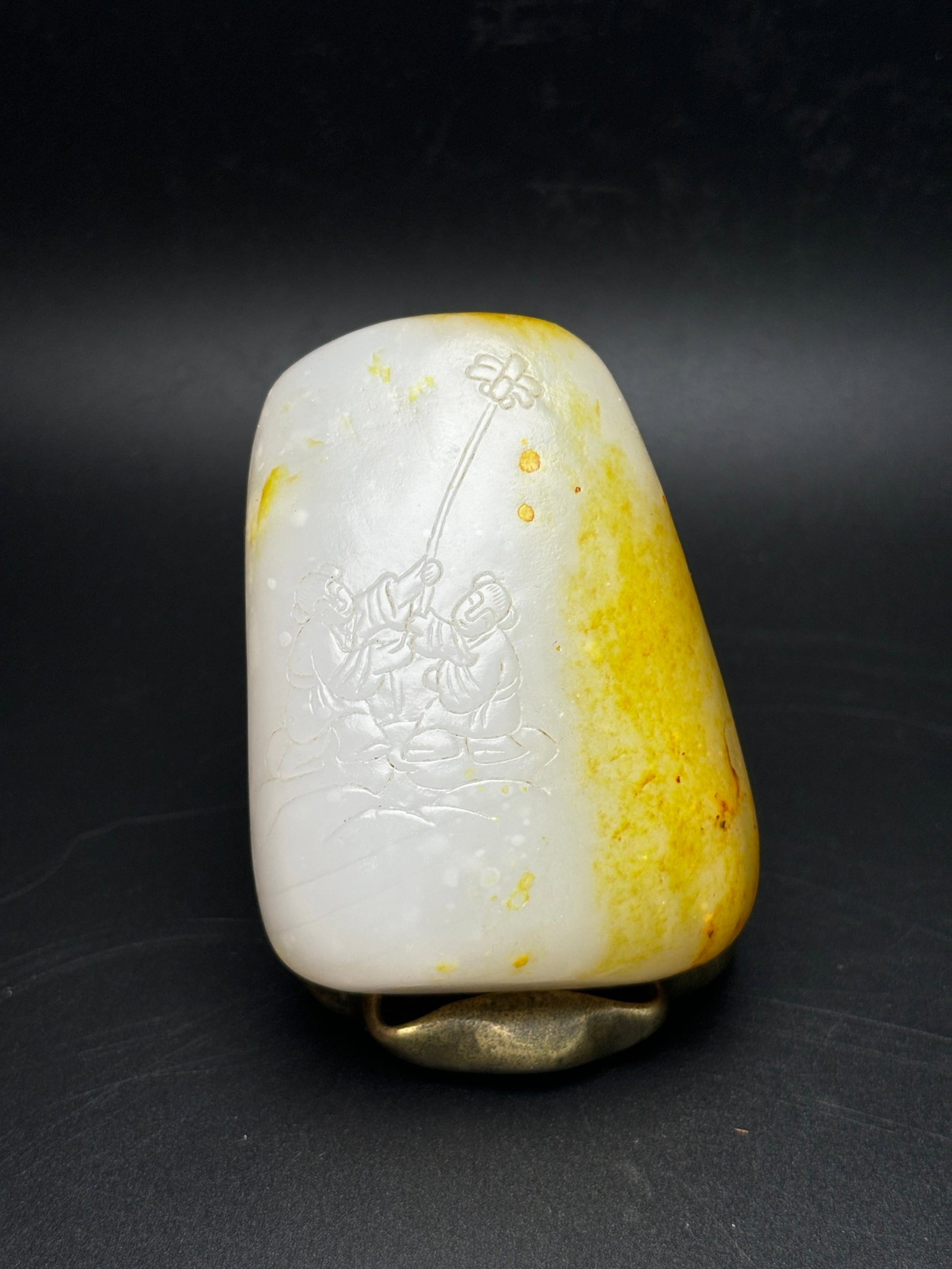 An Exquisite White Jade Character and Story Pattern Ornament,with poem: An Exquisite White Jade Character and Story Pattern Ornament,with poem