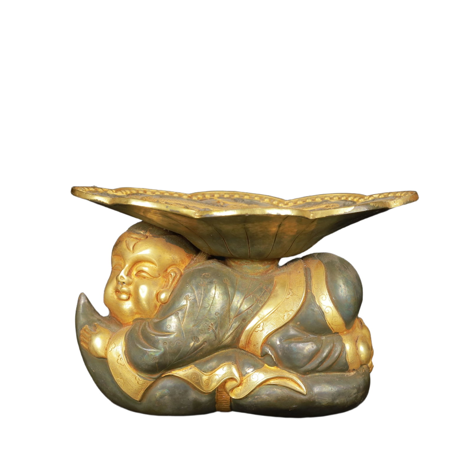 An Exquisite Gilt Silver Dragon and Phoenix Pattern Figure Pillow (1 of 9)