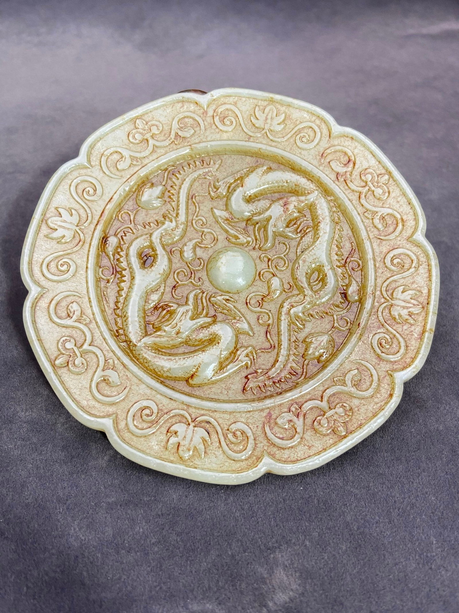 An Exquisite White Jade Dragon Pattern Mirror - 2