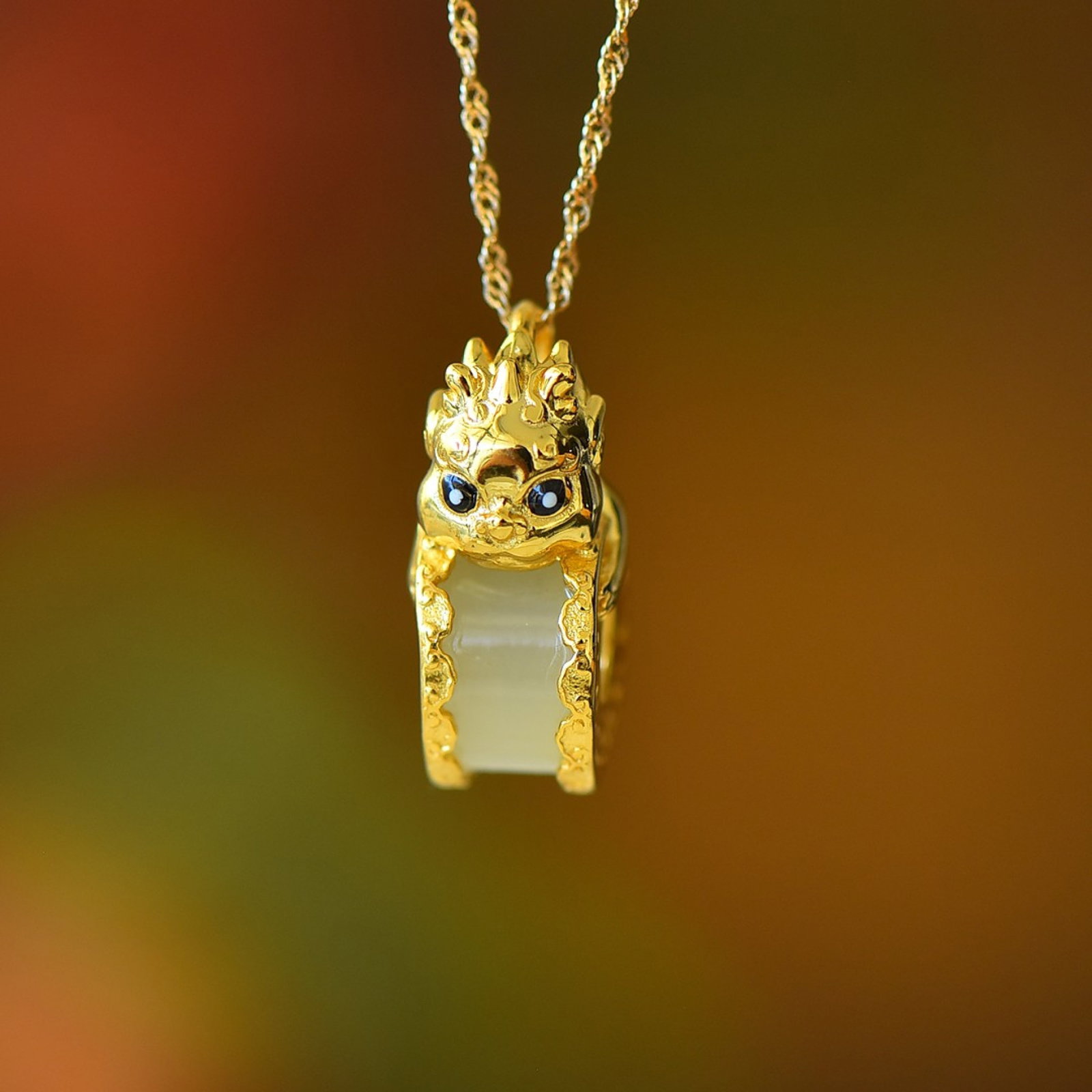 An Exquisite Sterling Silver-Gold Plated Inlaid White Jade Pendant: An Exquisite Sterling Silver-Gold Plated Inlaid White Jade Pendant