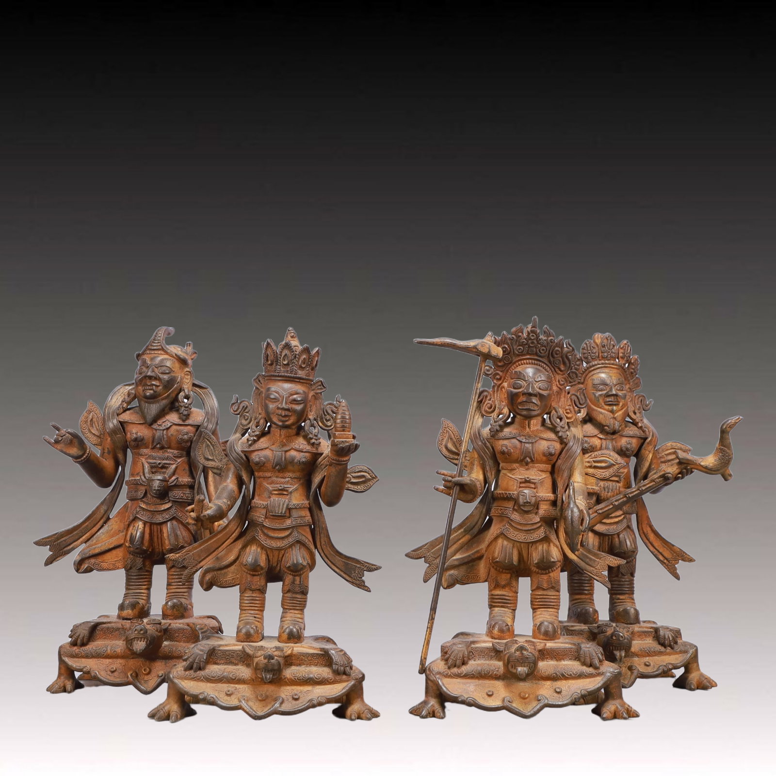A Set of Solemn Iron Statue of Heavenly King: A Set of Solemn Iron Statue of Heavenly King