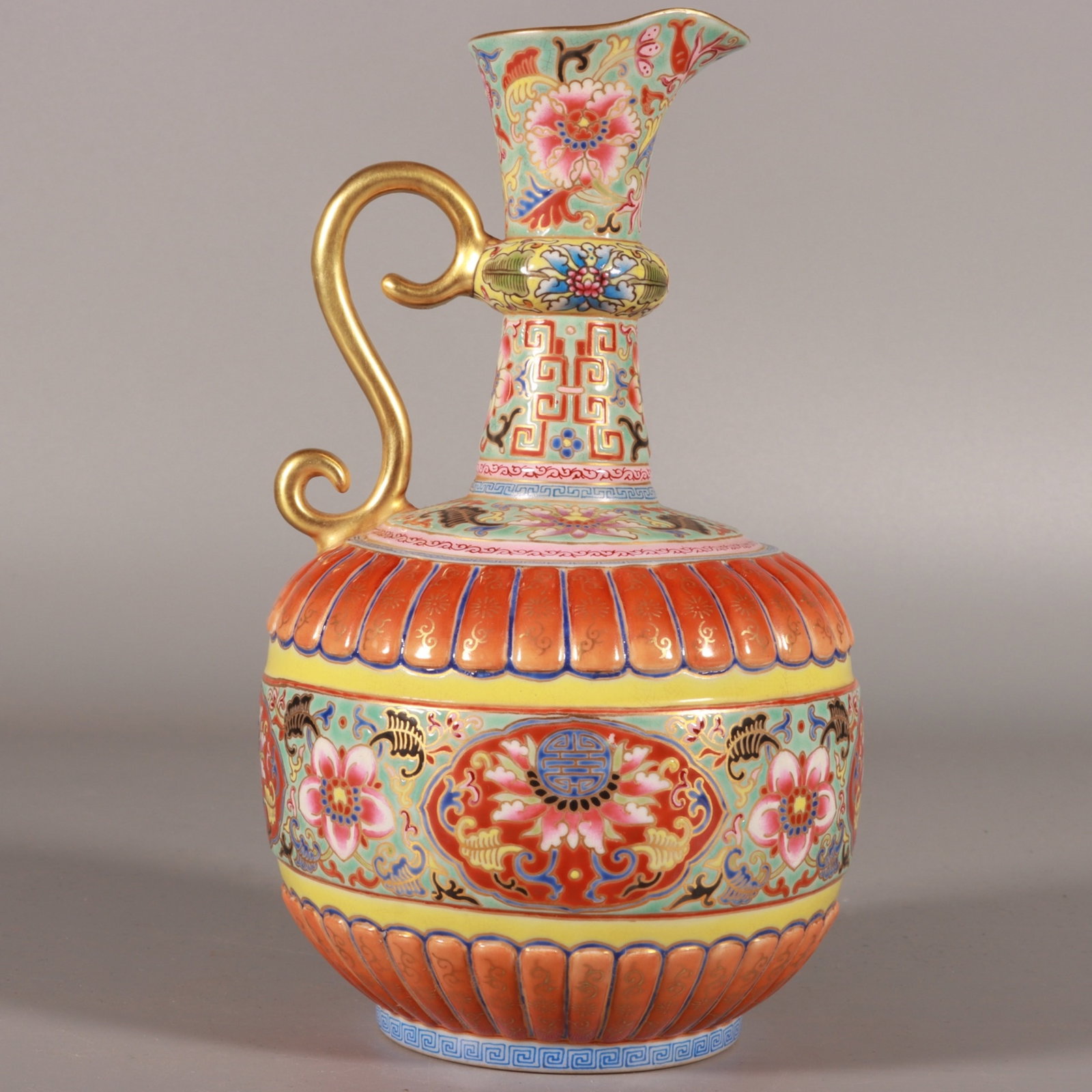 An Exquisite Enamel Painted Gold Lotus Pattern Watering Can (1 of 8)