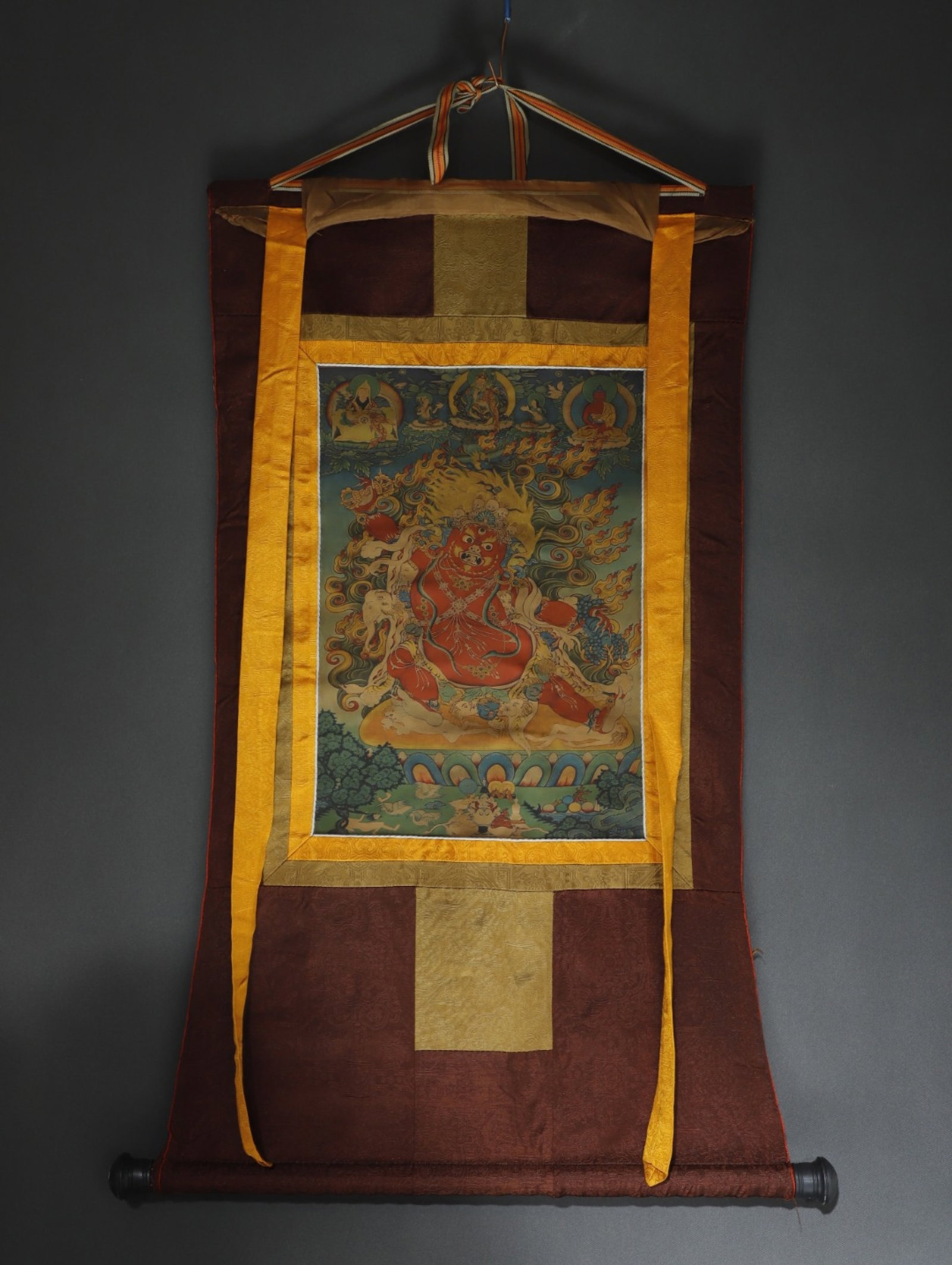 A Rare Brocade Painted Color Statue of Vajra Tangka: A Rare Brocade Painted Color Statue of Vajra Tangka
