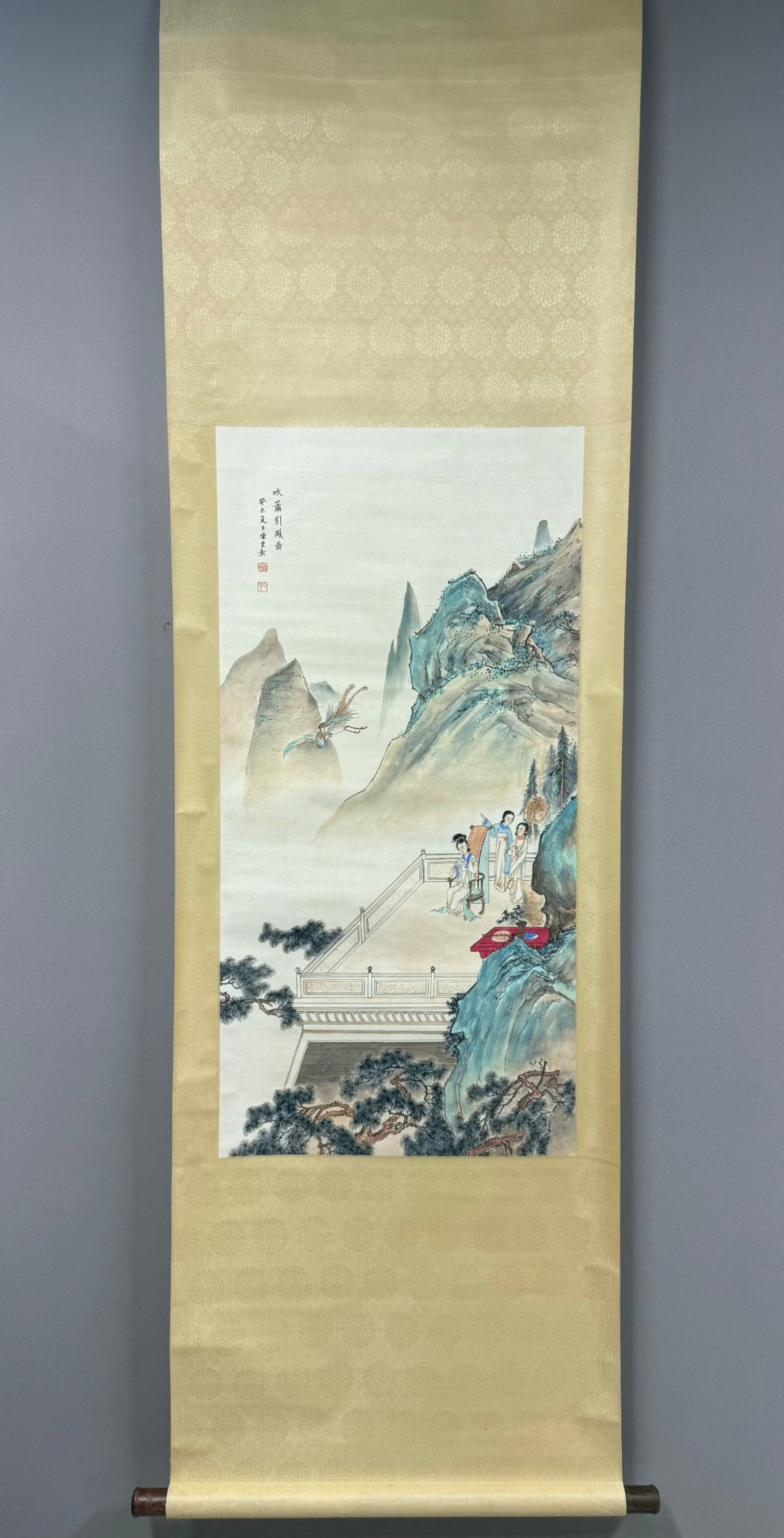 A Chinese Vertical Scroll Ink Painting of Character and Story on Paper: A Chinese Vertical Scroll Ink Painting of Character and Story on Paper