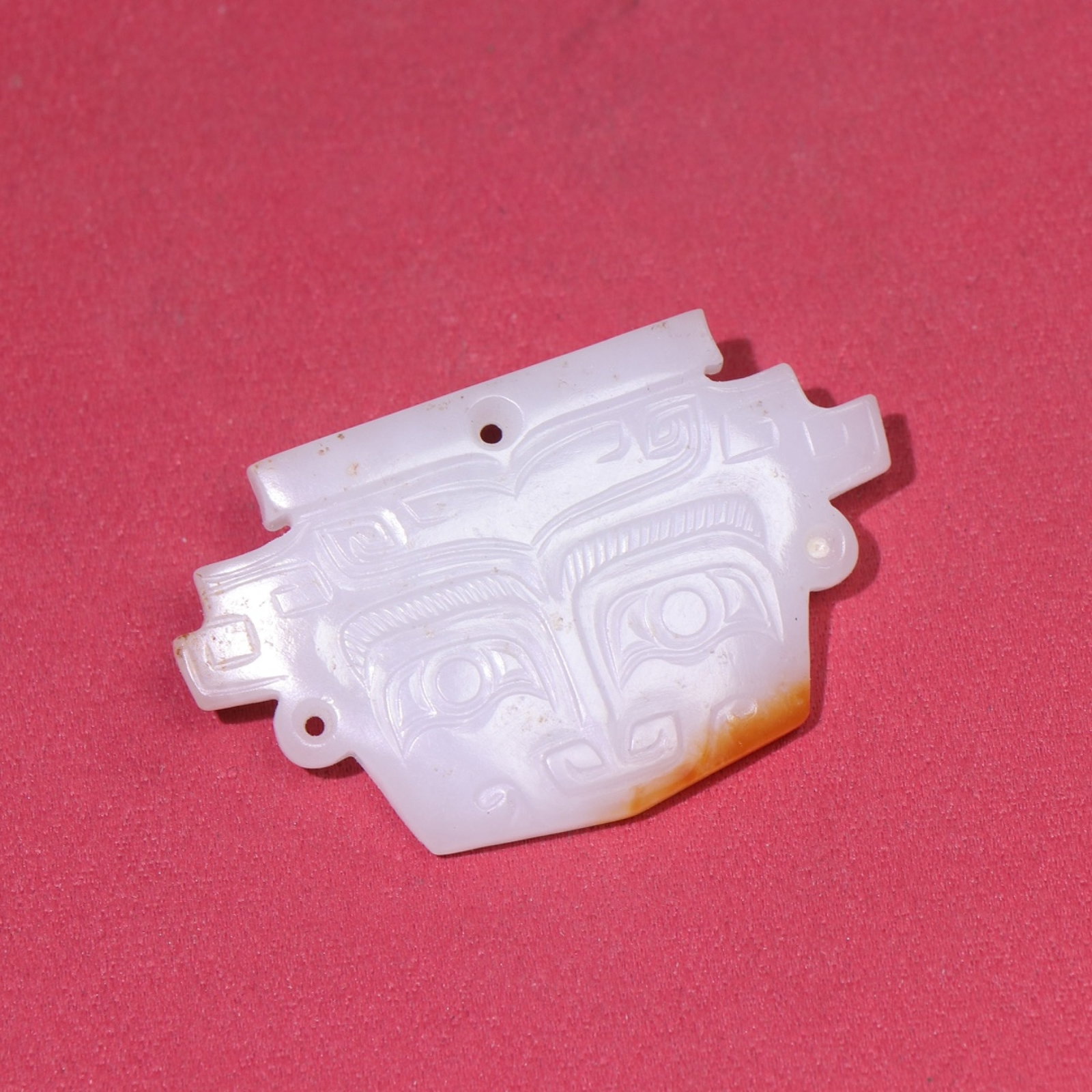 White Jade Figure-Face Pattern Pendant - 2
