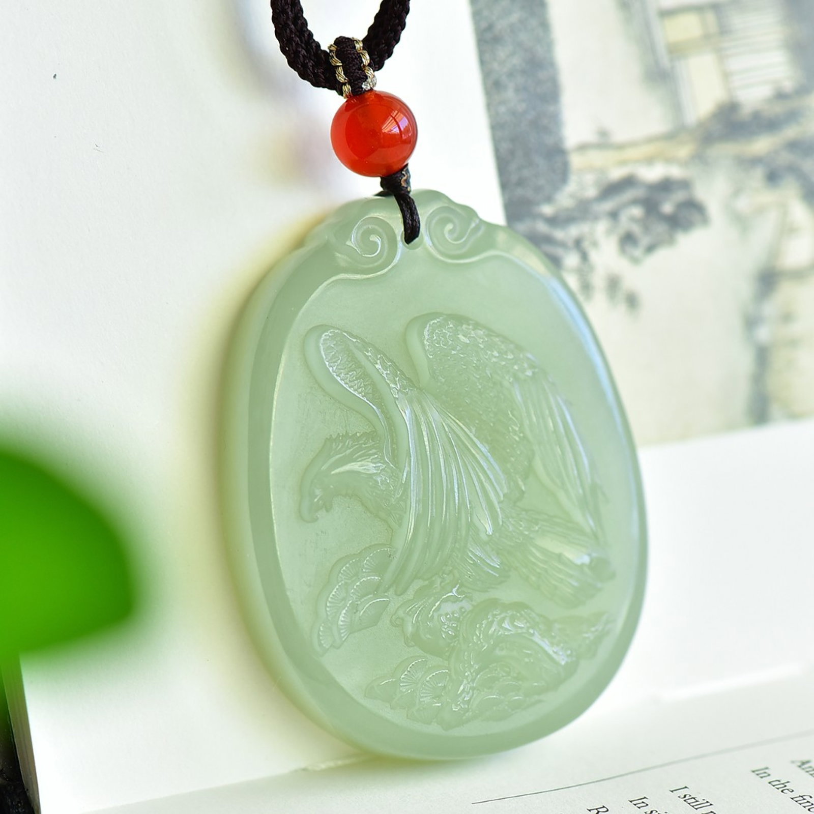 An Exquisite Greenish Jade Eagle Pattern Pendant - 3