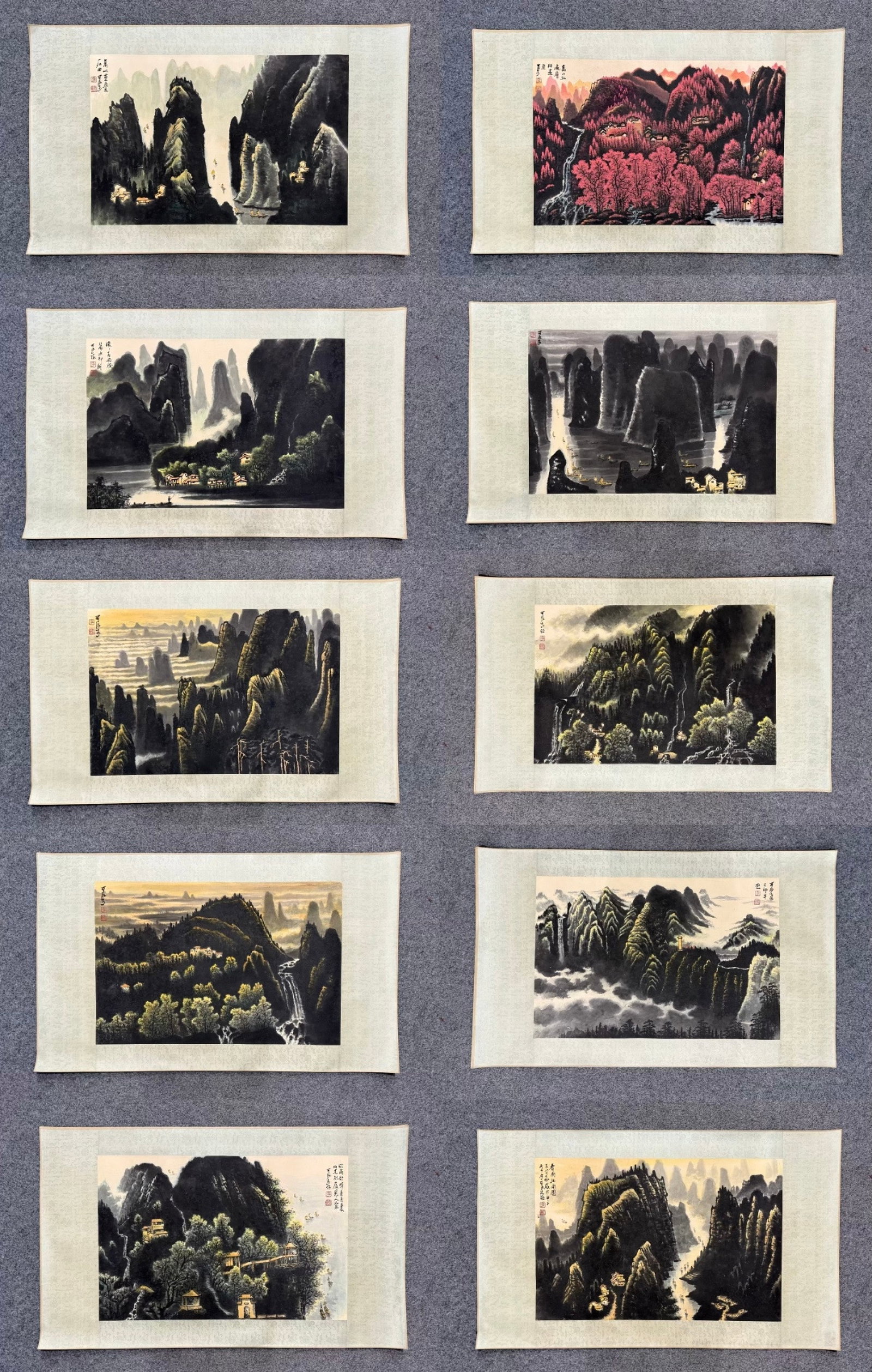 A Set of Chinese Ink Painting of Landscape on Paper: A Set of Chinese Ink Painting of Landscape on Paper