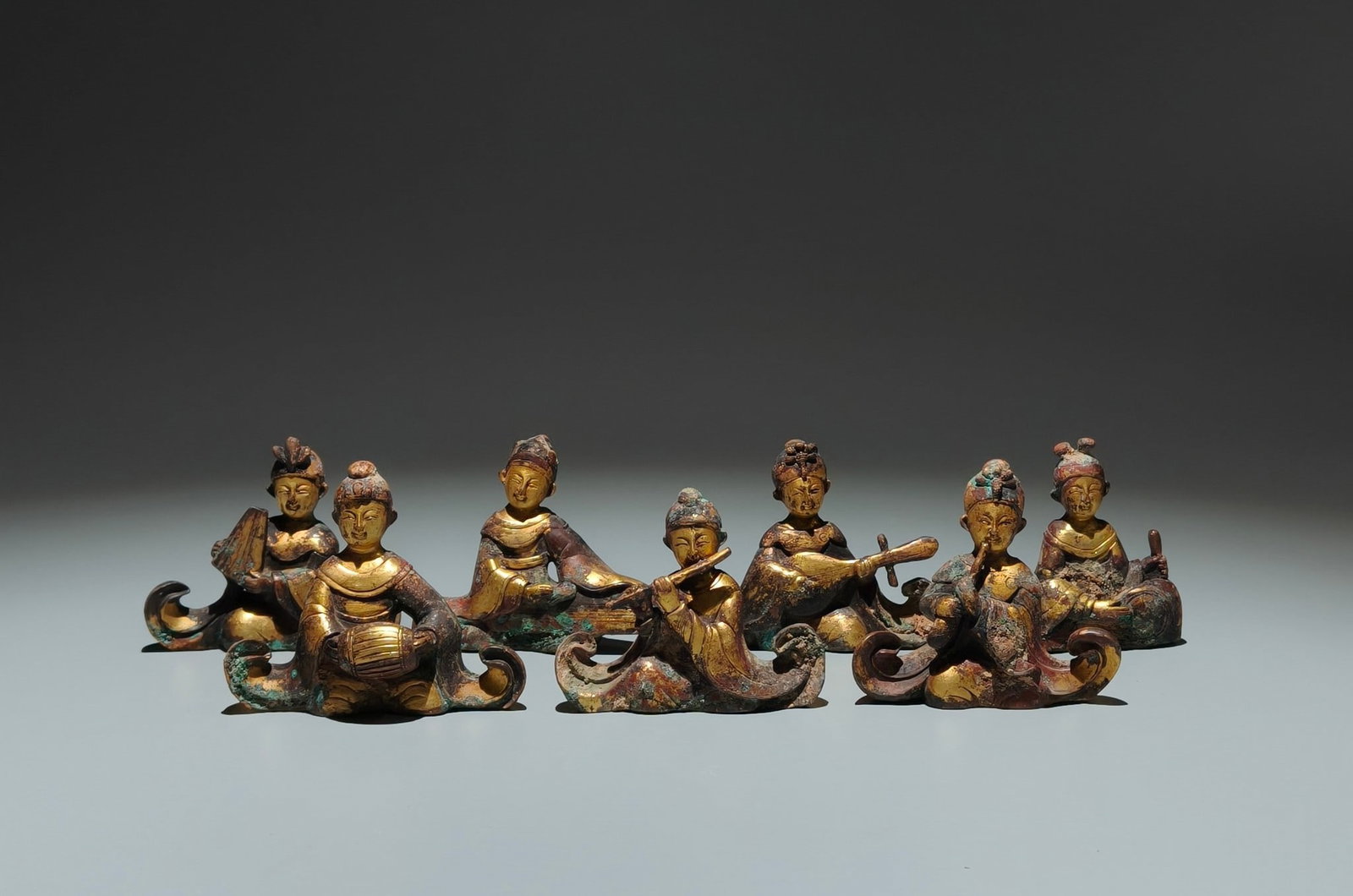 A Set of Fine Gilt Bronze Figure Ornaments: A Set of Fine Gilt Bronze Figure Ornaments