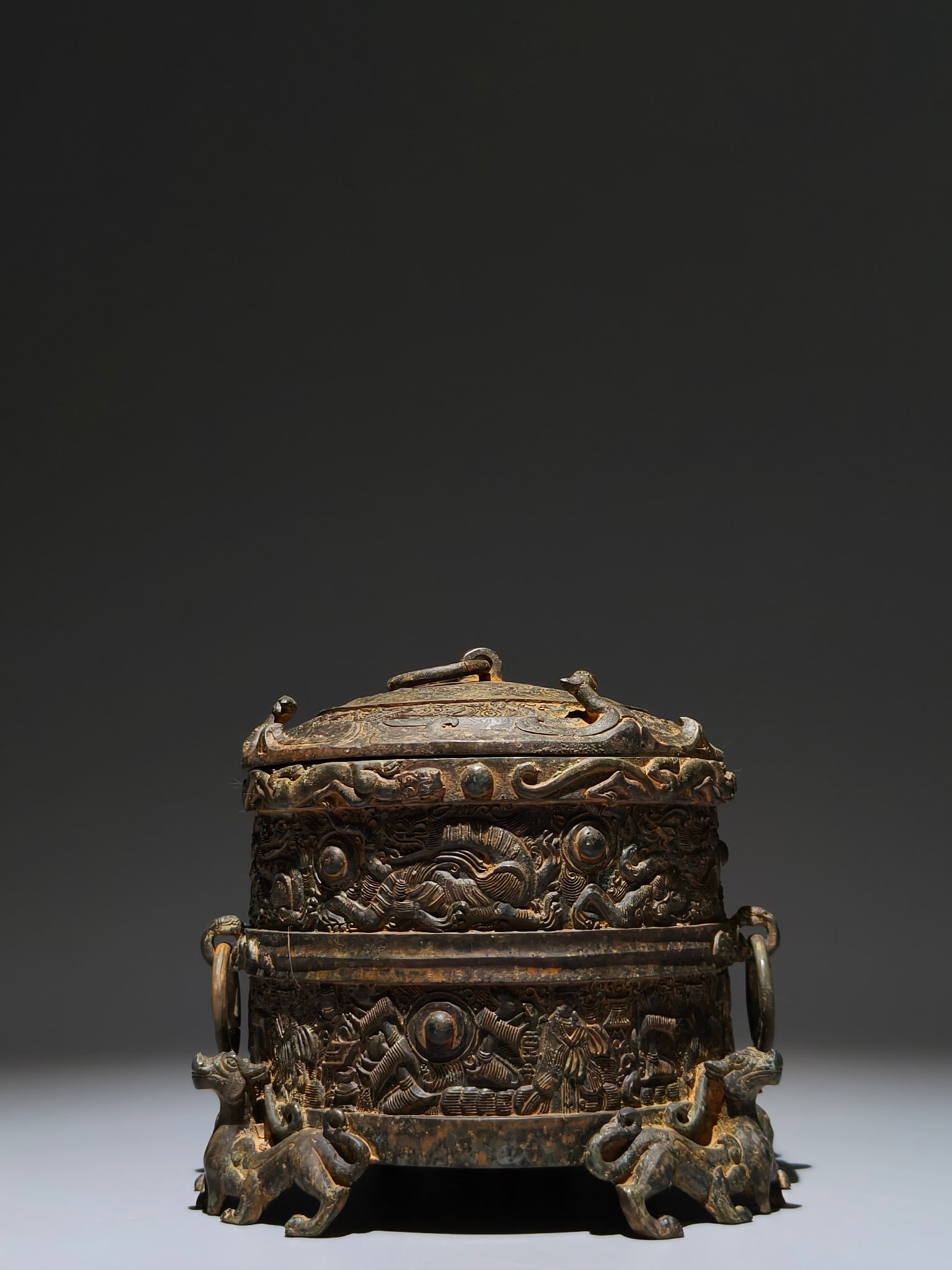 An Exquisite Bronze Auspicious Beast Pattern Jar - 4