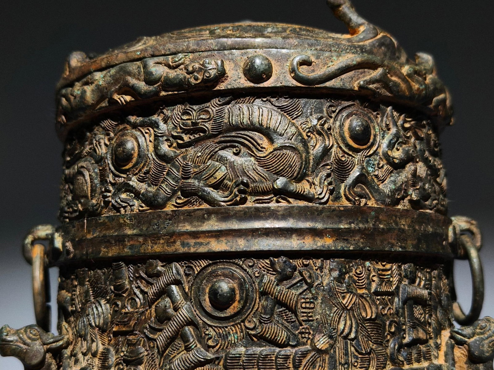 An Exquisite Bronze Auspicious Beast Pattern Jar - 5