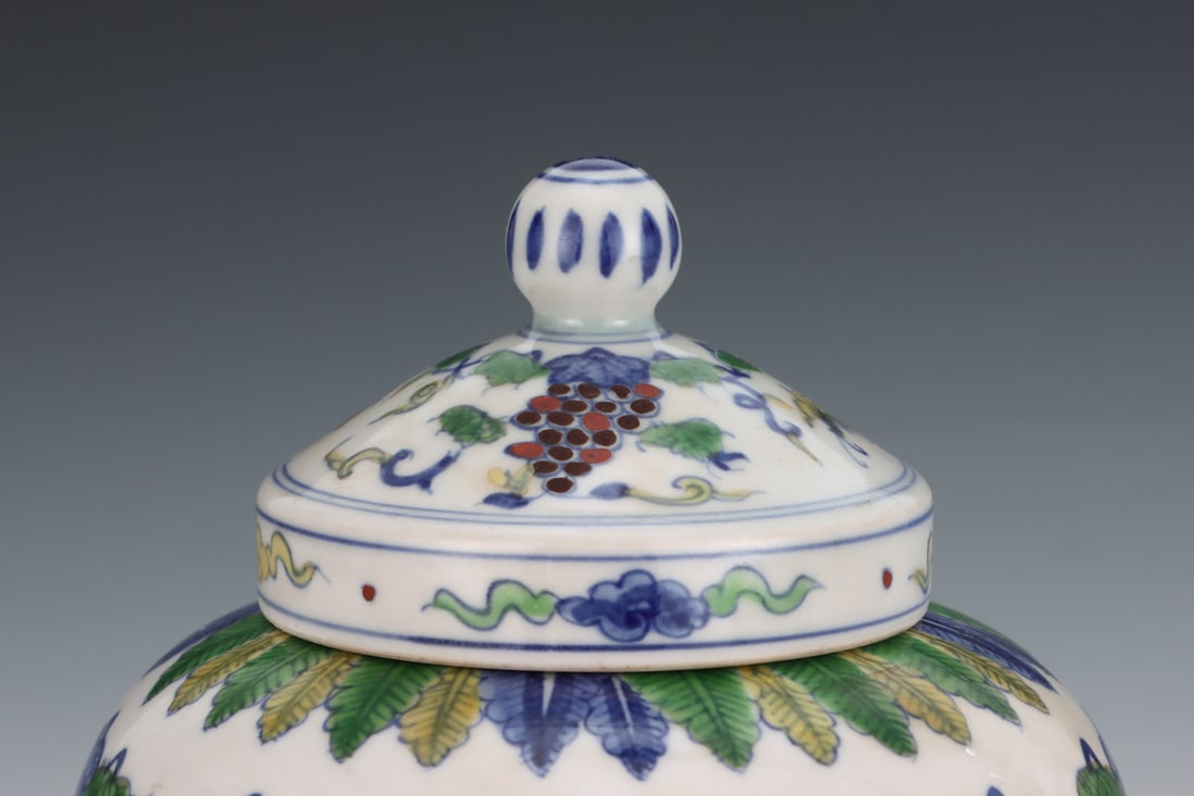 An Exquisite Doucai Grapes Pattern Jar - 4