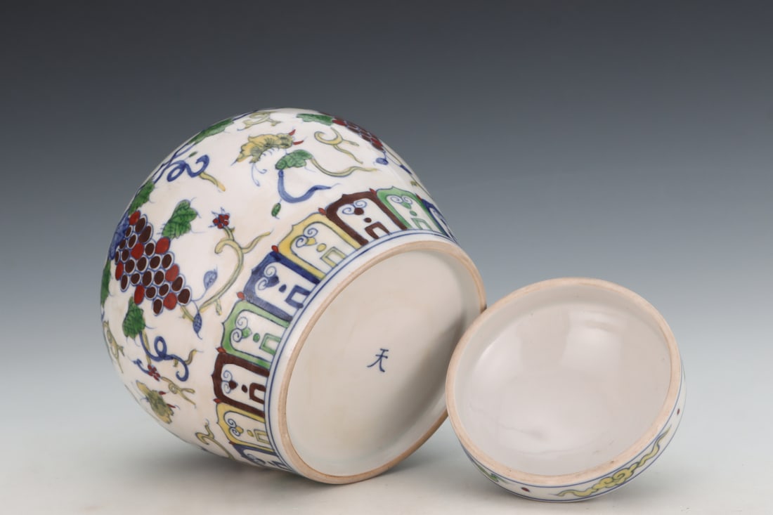 An Exquisite Doucai Grapes Pattern Jar - 8