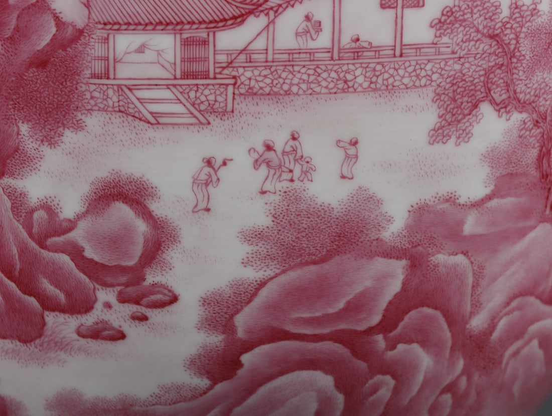 An Exquisite Ruby Red-Glazed Landscape Pattern Vase - 6