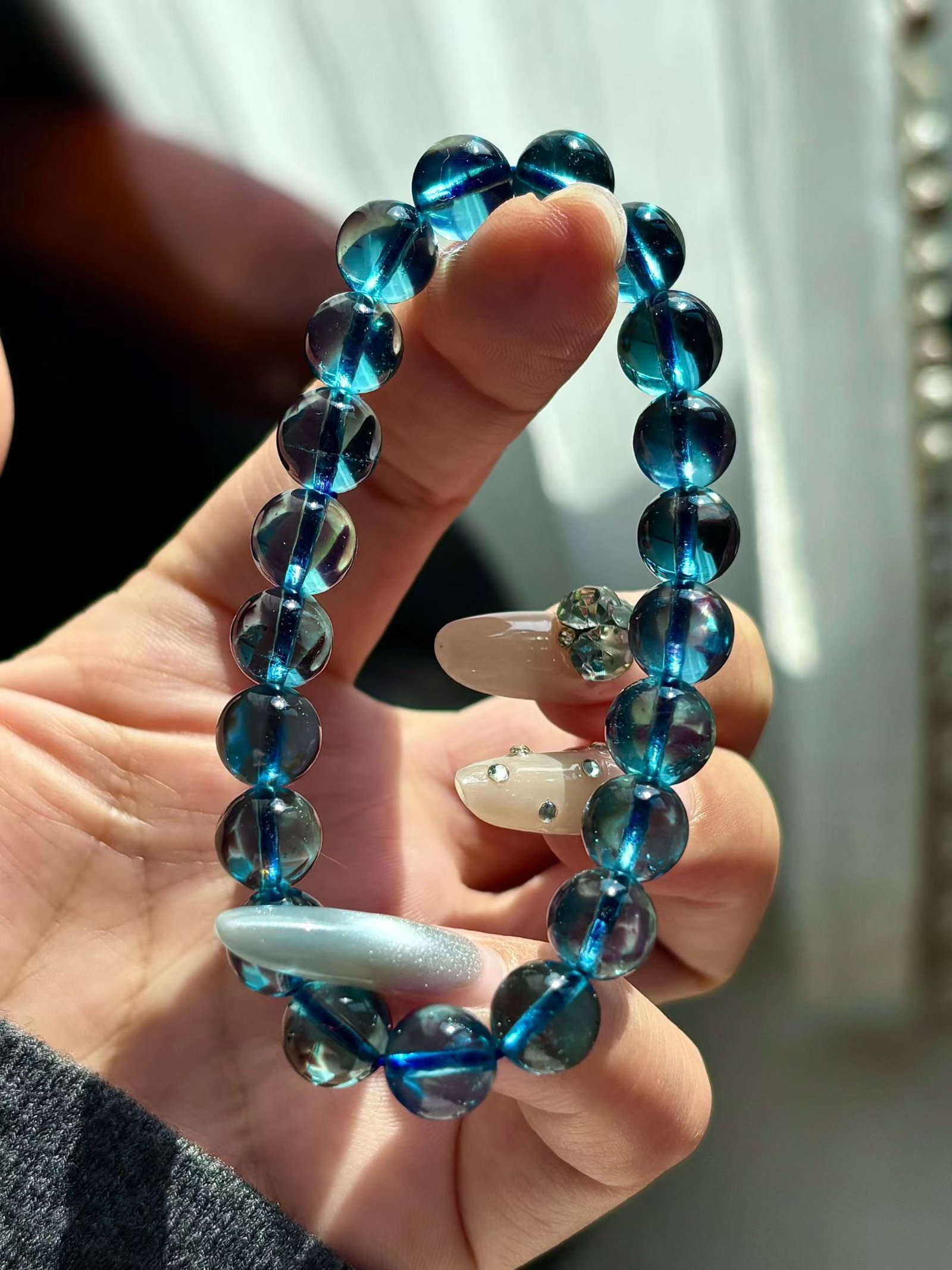 An Exquisite Aquamarine Bracelet: An Exquisite Aquamarine Bracelet,Size:0.4in,Weight:22g 海蓝宝手串