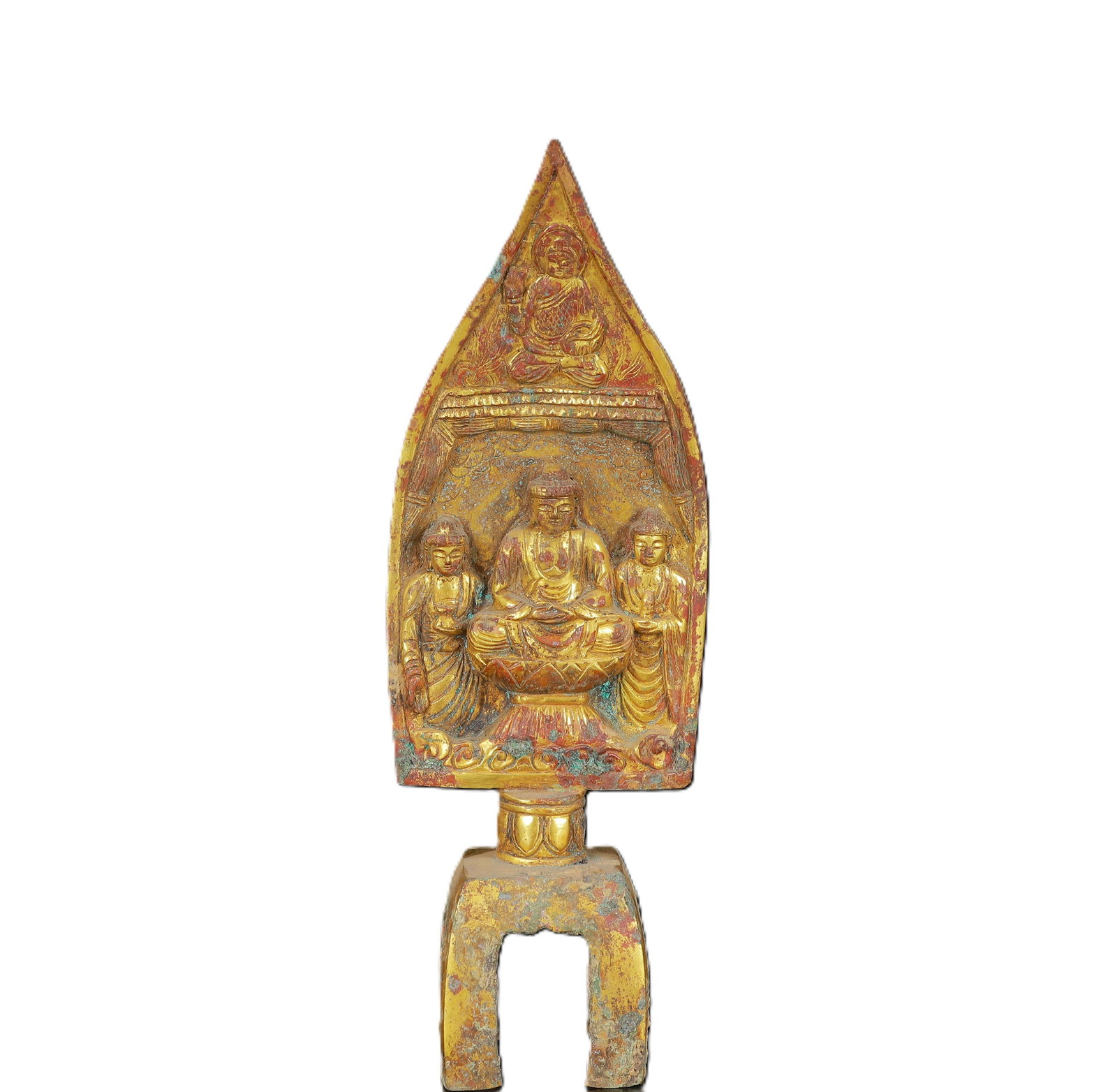 An Exquisite Gilt Bronze Statue of Sakyamuni: An Exquisite Gilt Bronze Statue of Sakyamuni,Qing Dynasty,China,Size:3.1inx2inx9.3in,Weight:688g 铜鎏金释迦摩尼像,中国清代