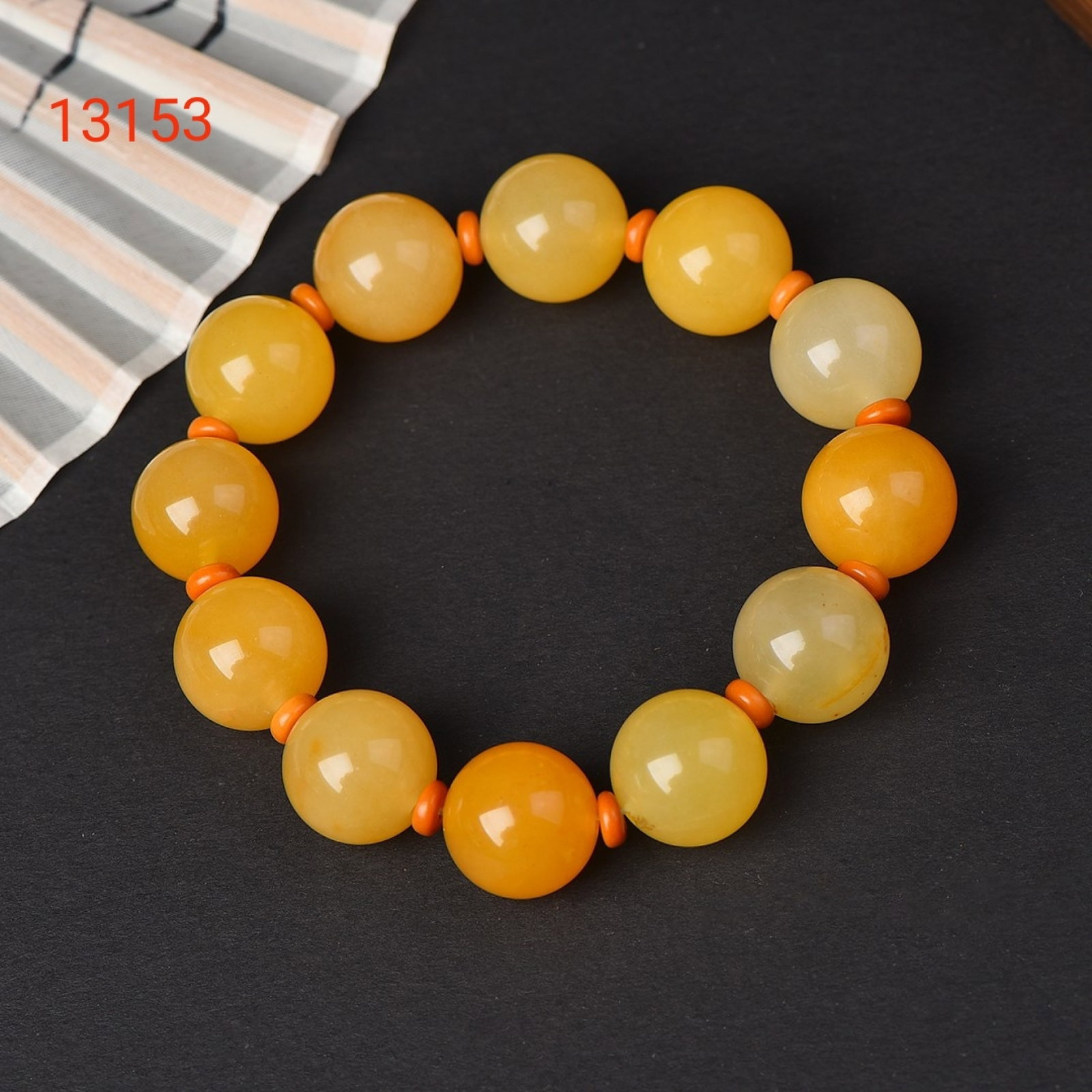 An Exquisite Yellow Jade Bracelets: An Exquisite Yellow Jade Bracelets,Size:0.6in 寓意:寓意着平安富贵和财运亨通串 黄玉手串