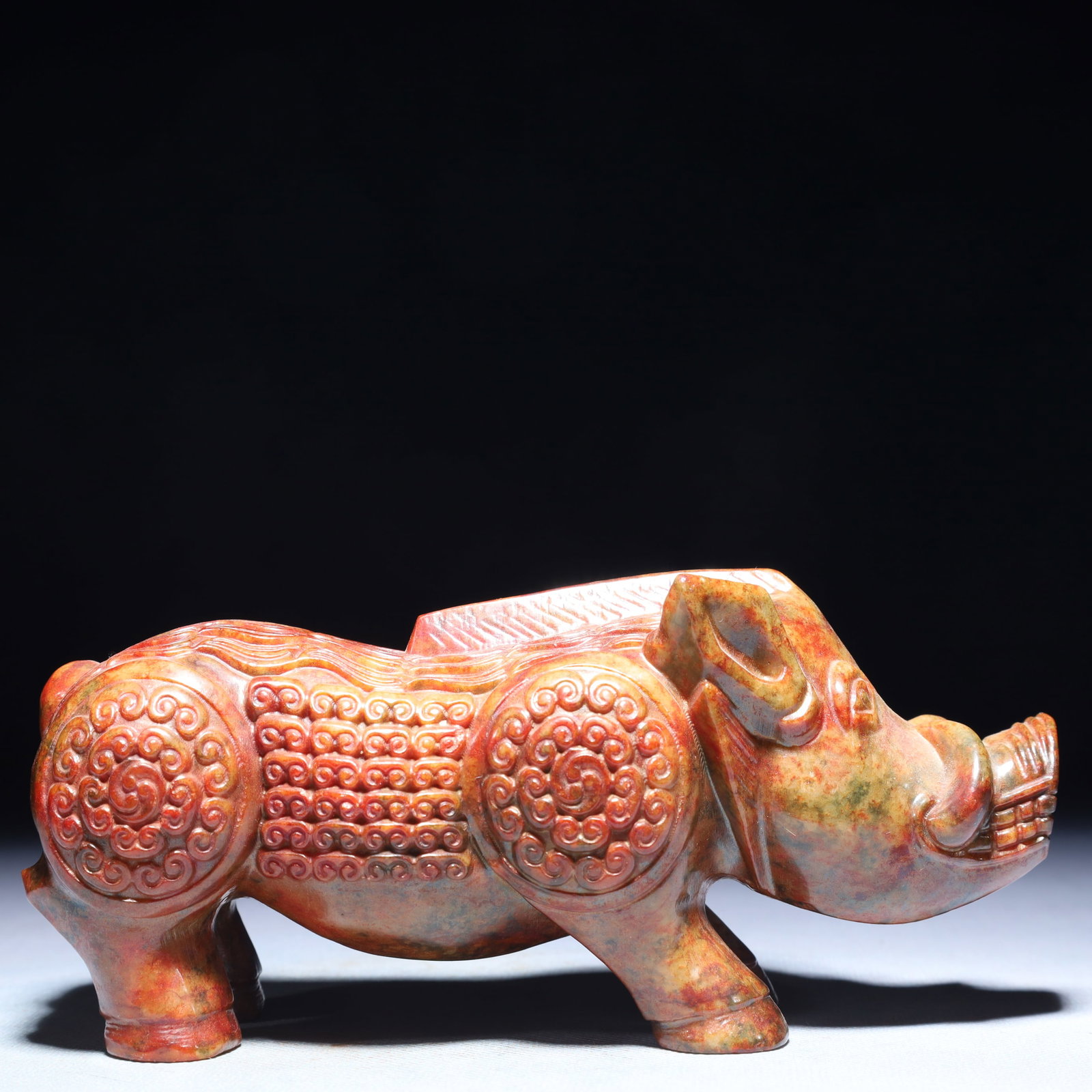 An Exquisite Archaic Jade Wild Pig Ornament: An Exquisite Archaic Jade Wild Pig Ornament,Ancient Time,China,Size:6.7inx3.1inx2.8in,Weight:1200g
