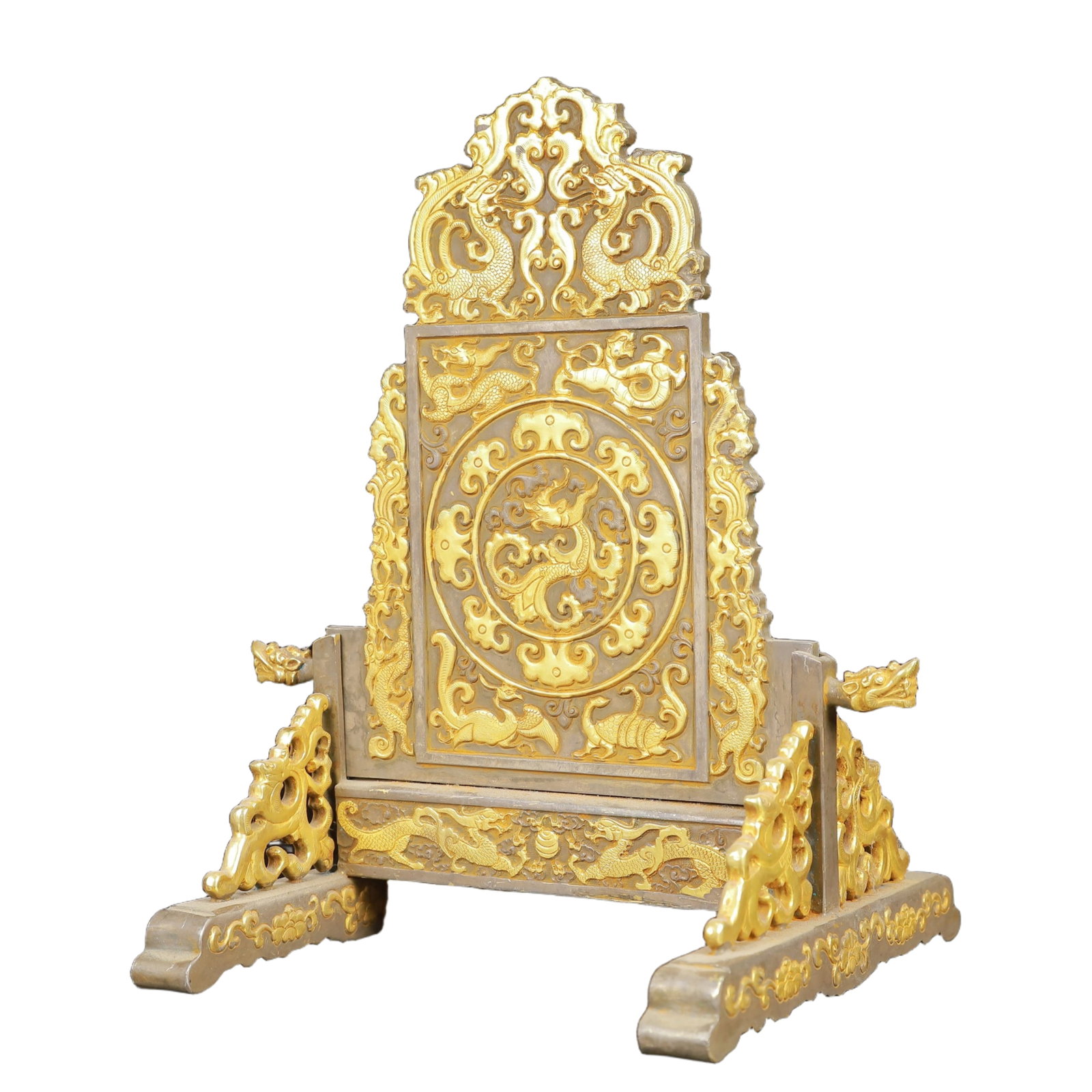 An Exquisite Gilt Silver Auspicious Beast Pattern Screen - 4