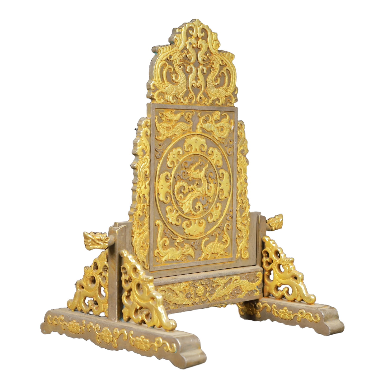 An Exquisite Gilt Silver Auspicious Beast Pattern Screen - 6