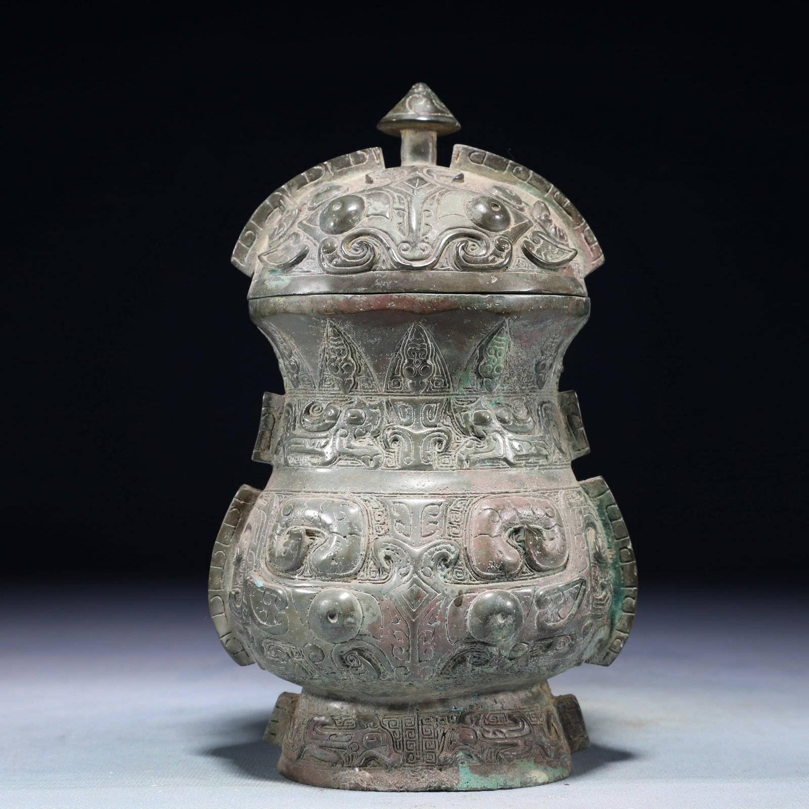 A Rare Bronze Beast-Face Pattern Pot - 5