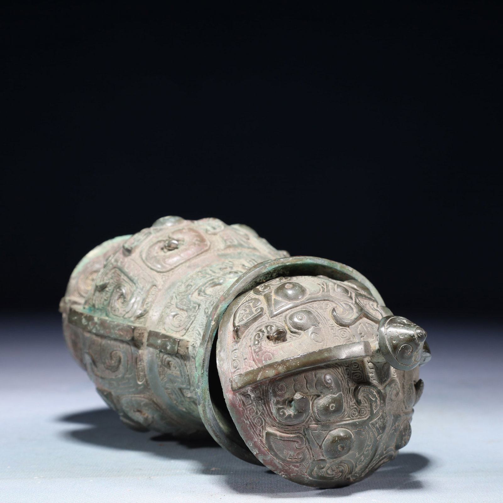 A Rare Bronze Beast-Face Pattern Pot - 7