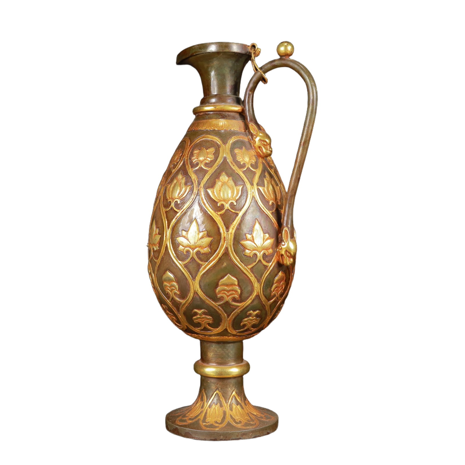 An Exquisite Gilt Silver Flower Pattern Ewer - 4