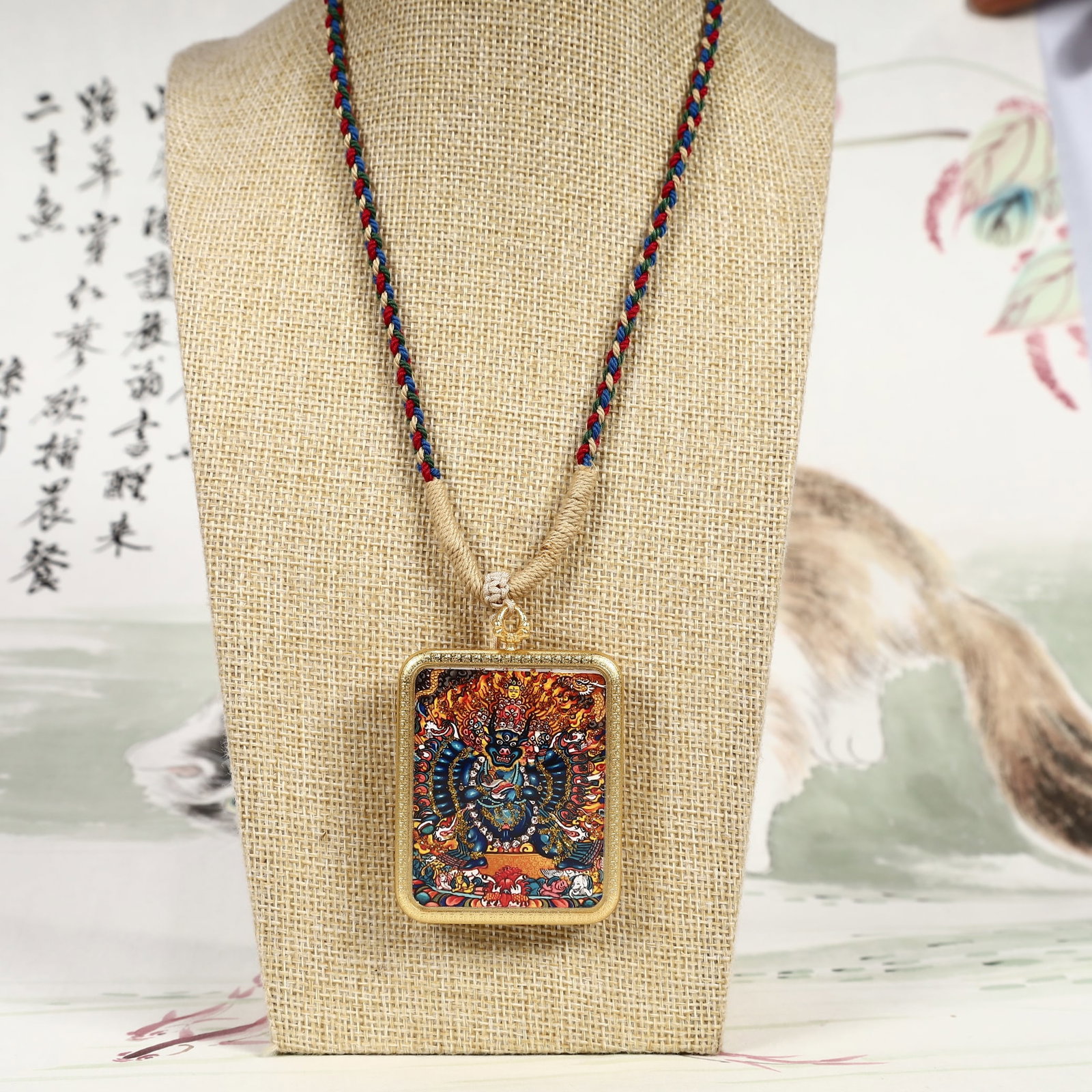 An Exquisite Painted Color Statue of Yamantaka Tangka: An Exquisite Painted Color Statue of Yamantaka Tangka,Size:2inx2.8in 彩绘大威德金刚像唐卡