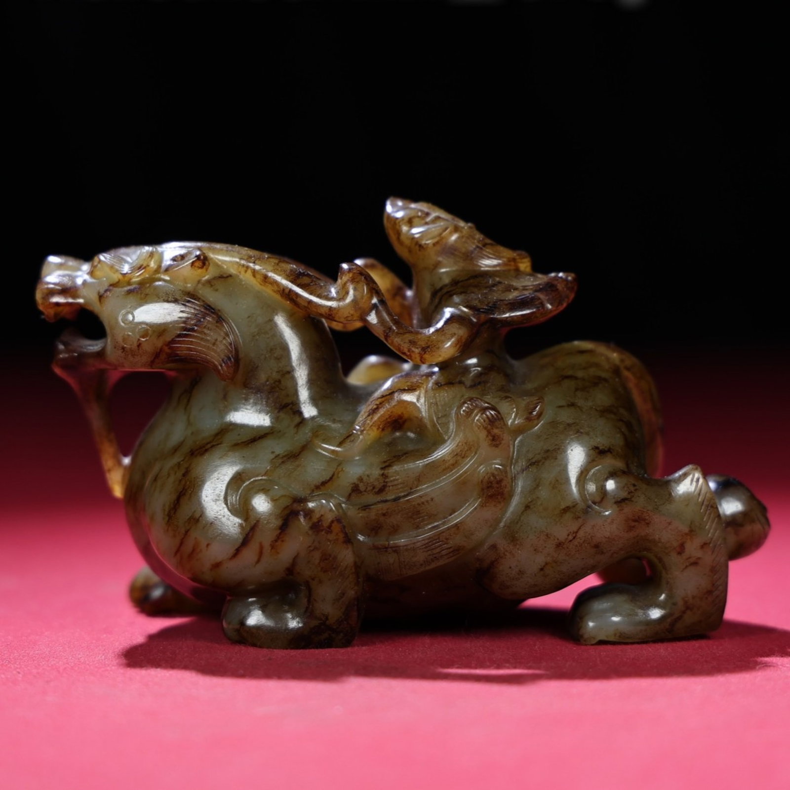 An Exquisite Archaic Jade Auspicious Beast Ornament: An Exquisite Archaic Jade Auspicious Beast Ornament,Ancient Time,China,Size:4.5inx2inx2.5in,Weight:370g 高古玉瑞兽摆件,中国远古时