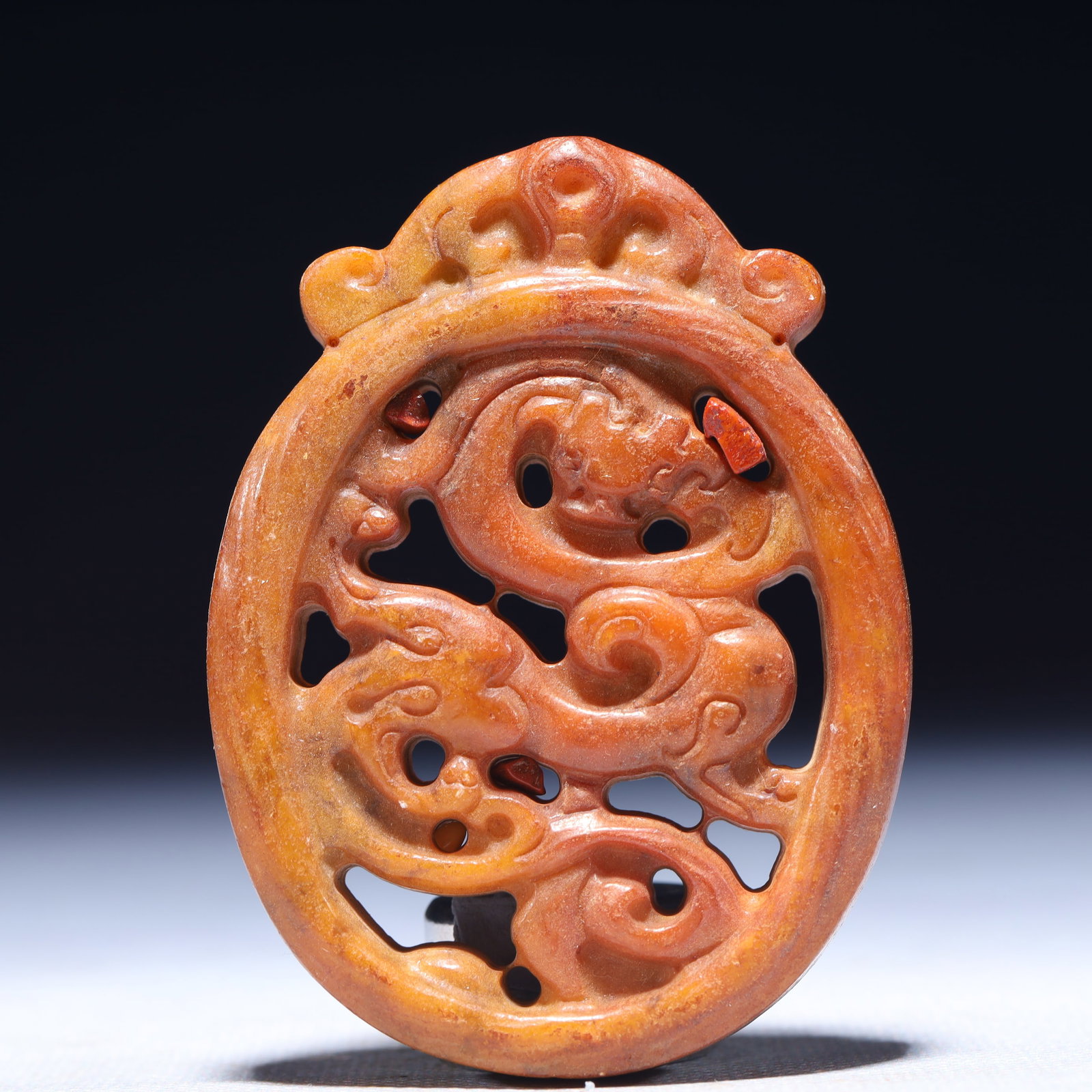 An Exquisite Archaic Jade Chi-Dragon Pattern Ornament: An Exquisite Archaic Jade Chi-Dragon Pattern Ornament,Ancient Time,China,Size:2.2inx0.4inx3in,Weight:86g 高古玉螭龙纹摆件,中国远ࡣ