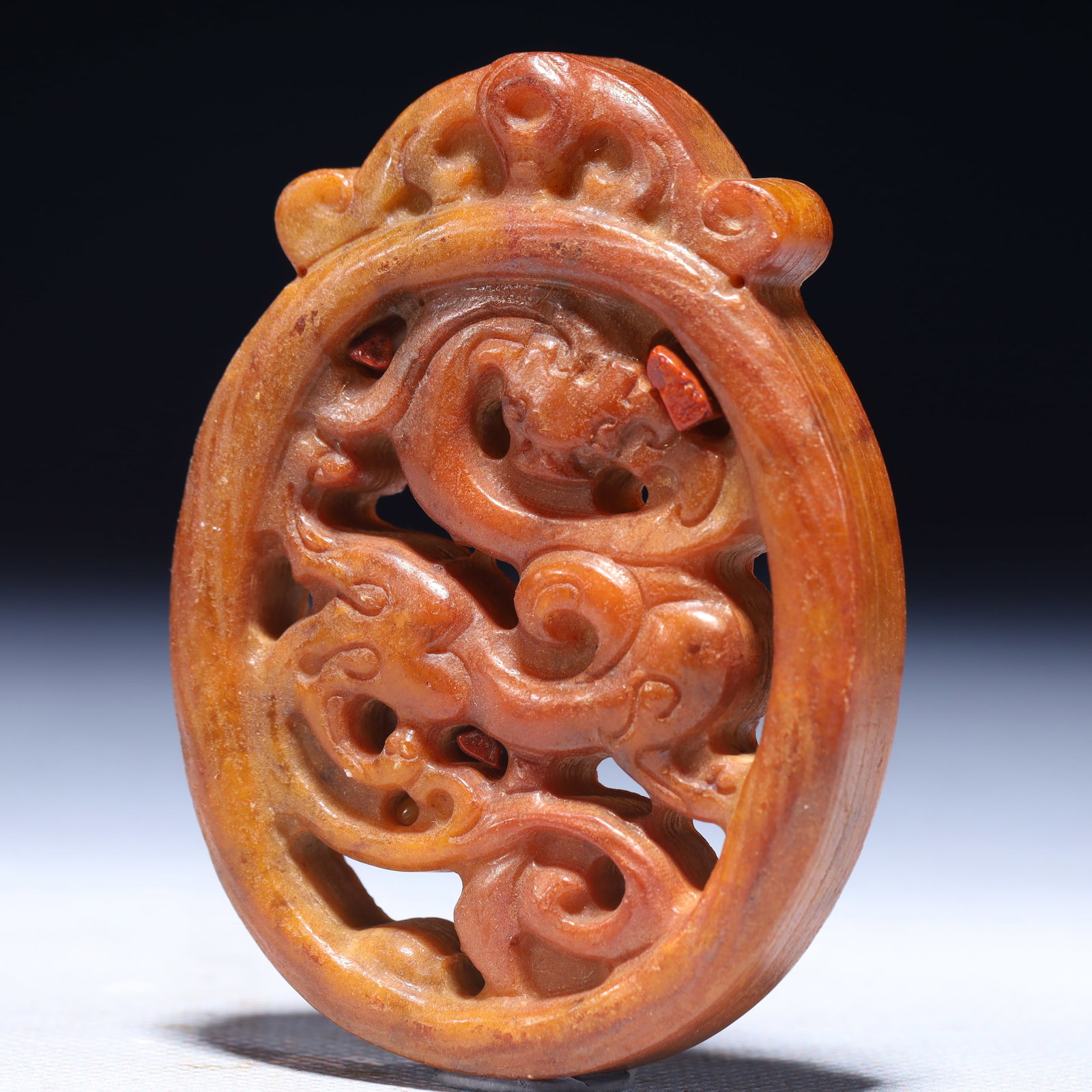 An Exquisite Archaic Jade Chi-Dragon Pattern Ornament - 3