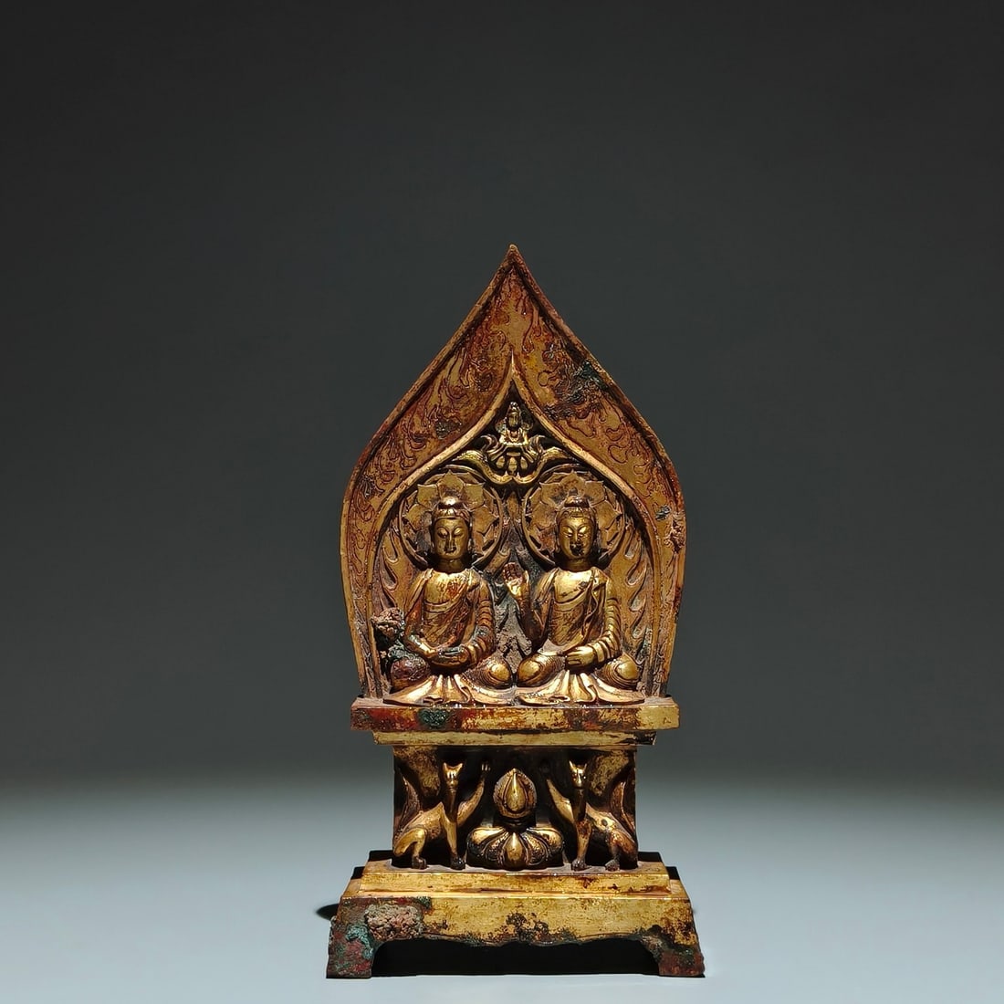 A Solemn Gilt Bronze Statue of Bodhisattva: A Solemn Gilt Bronze Statue of Bodhisattva,N.Wei,China,Size:7.9inx3.9inx1.8in 铜鎏金菩萨像,中国北魏时期
